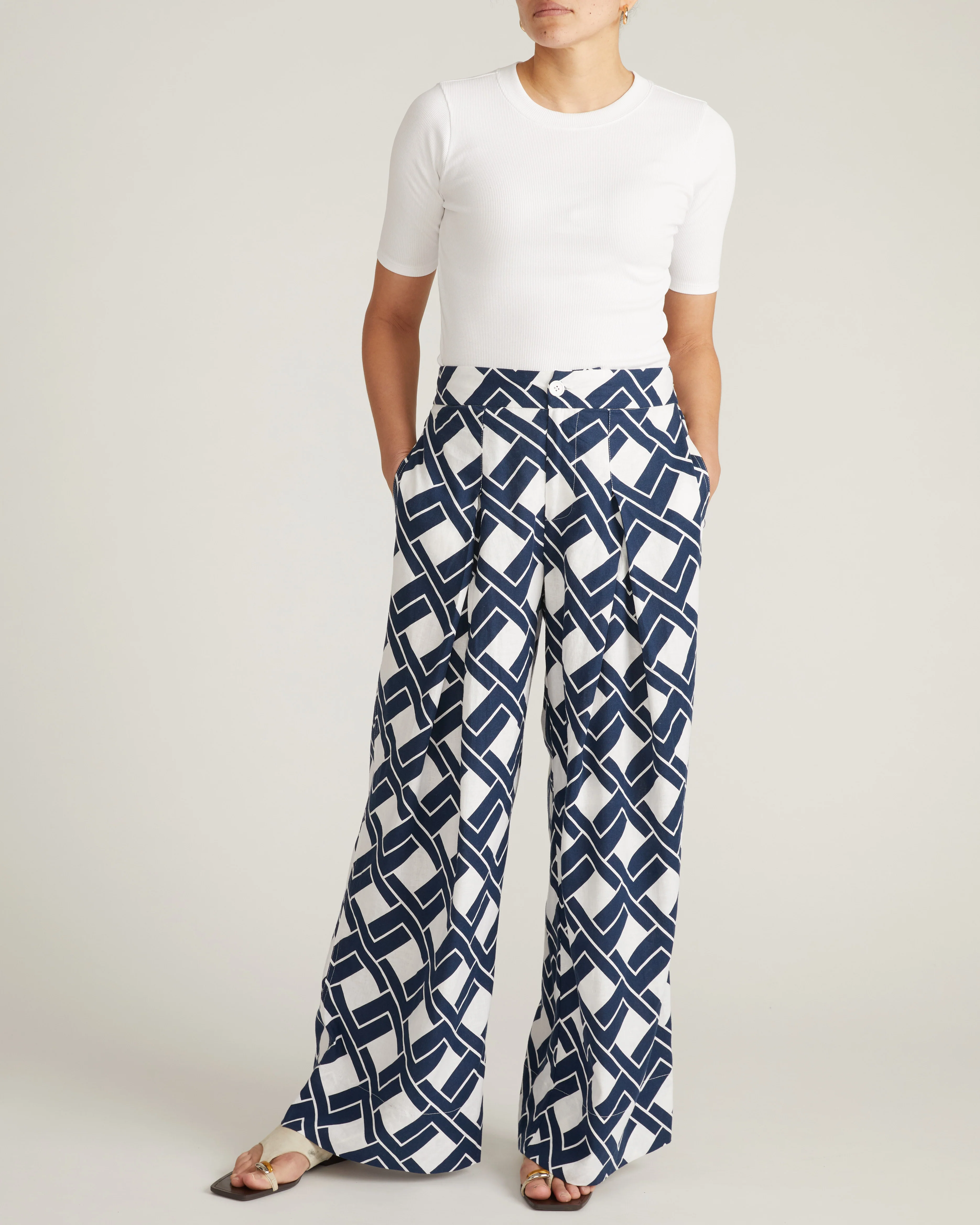 Marley Wide Leg Linen Pants - Geometrica Print - Image 3