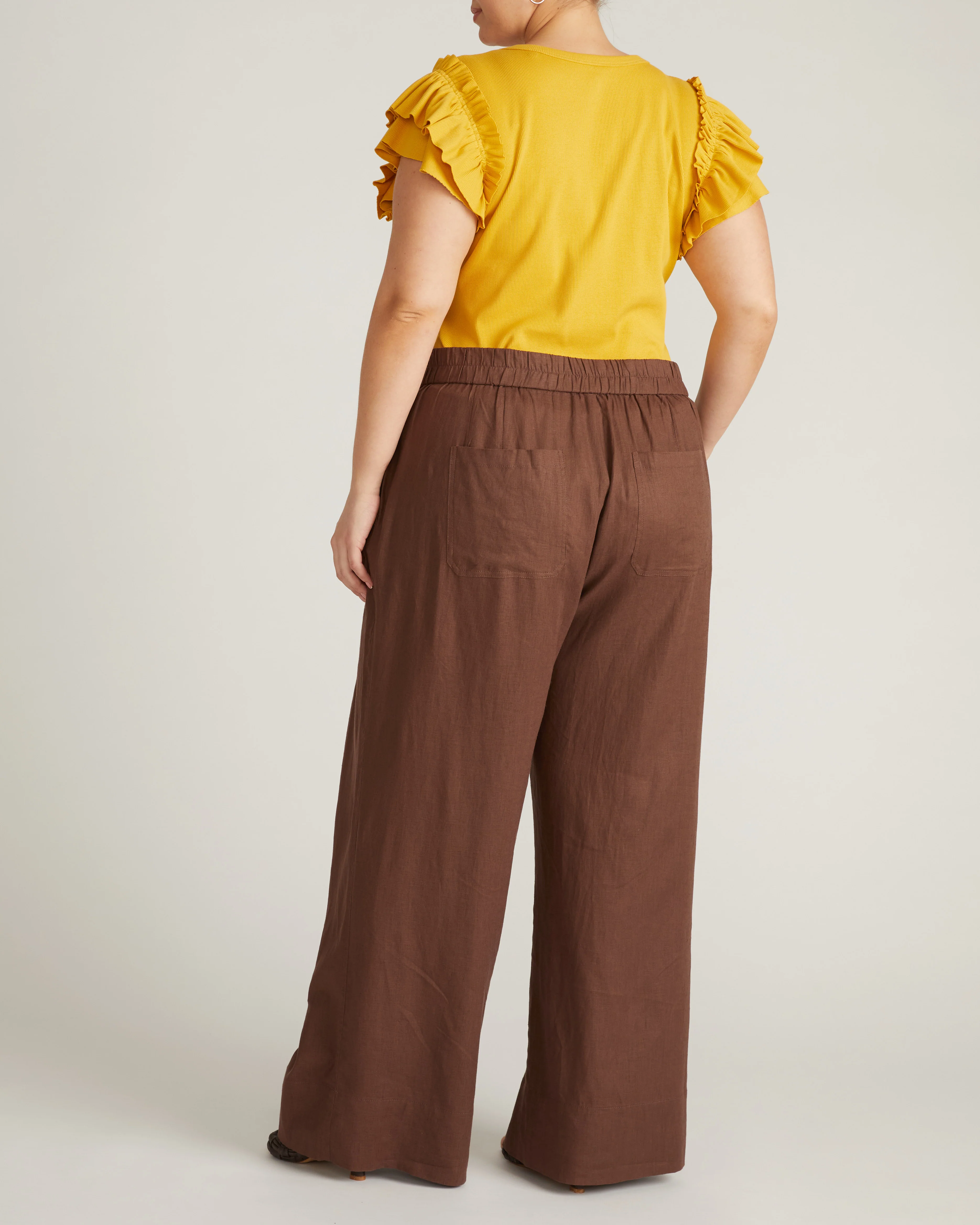 Marley Wide Leg Linen Pants - Peppercorn - Image 4