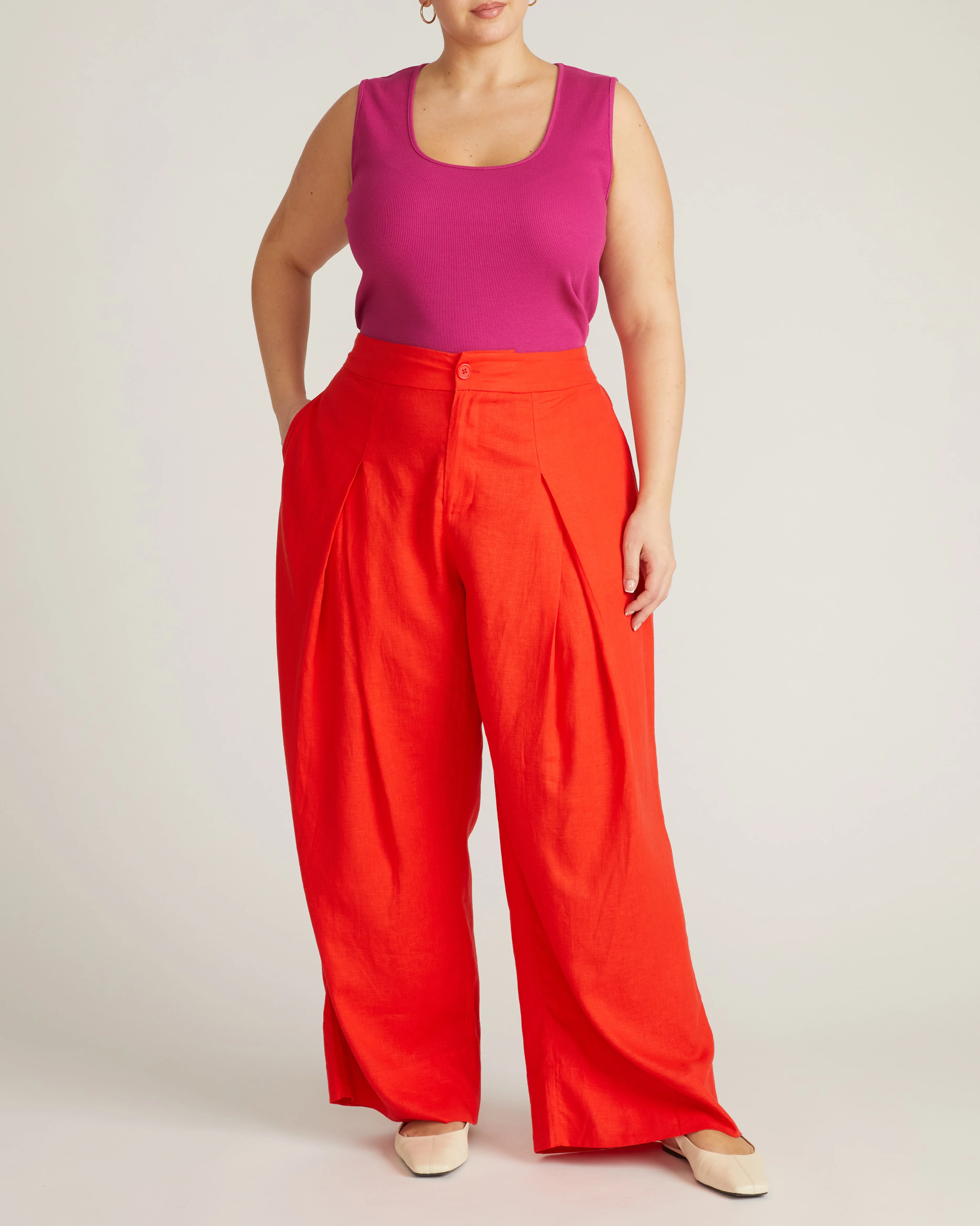 Marley Wide Leg Linen Pants - Shoreline Sunset - Image 6