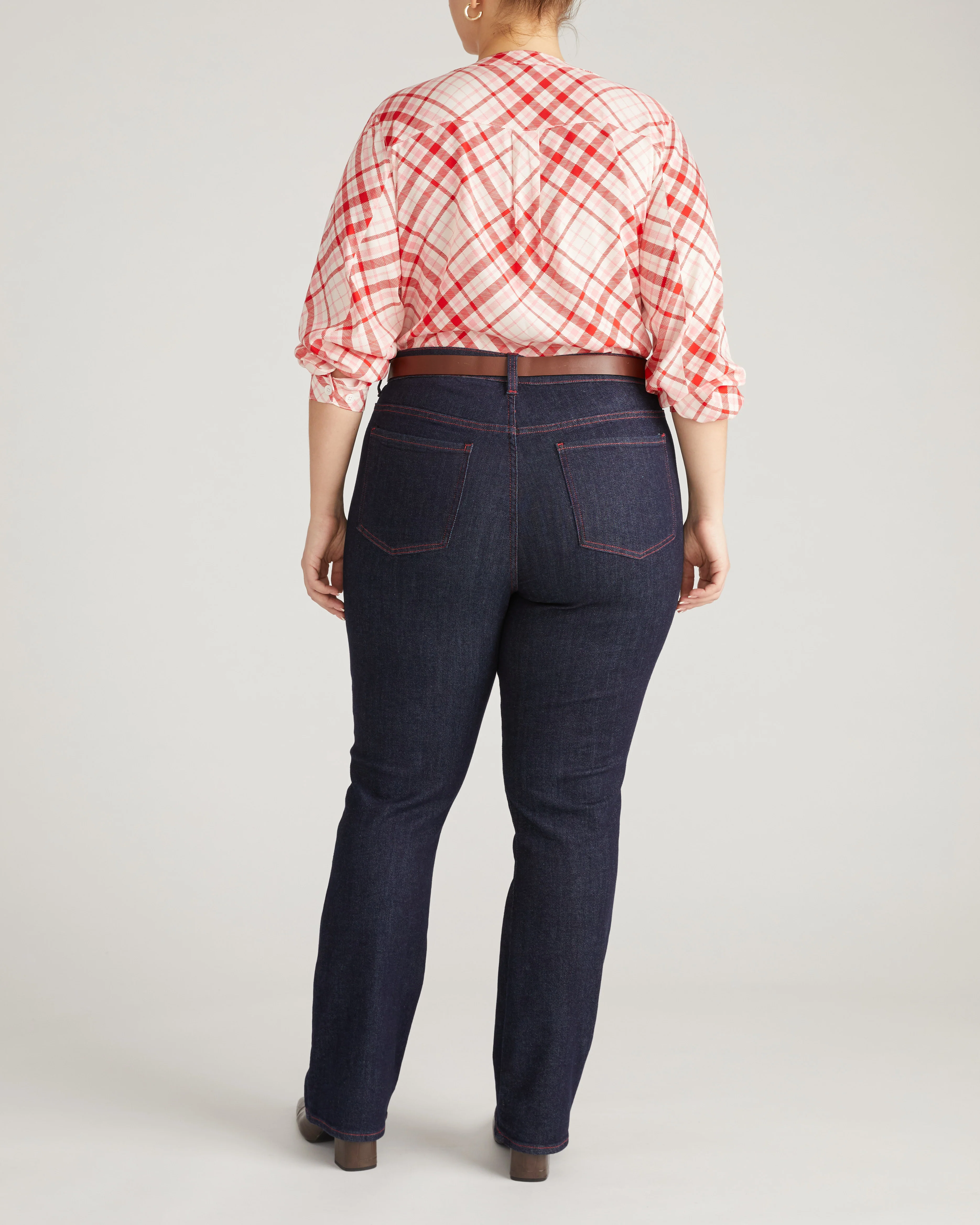 Marne Bootcut Jeans 32 inch - Americana Wash with Red Stitching - Image 6