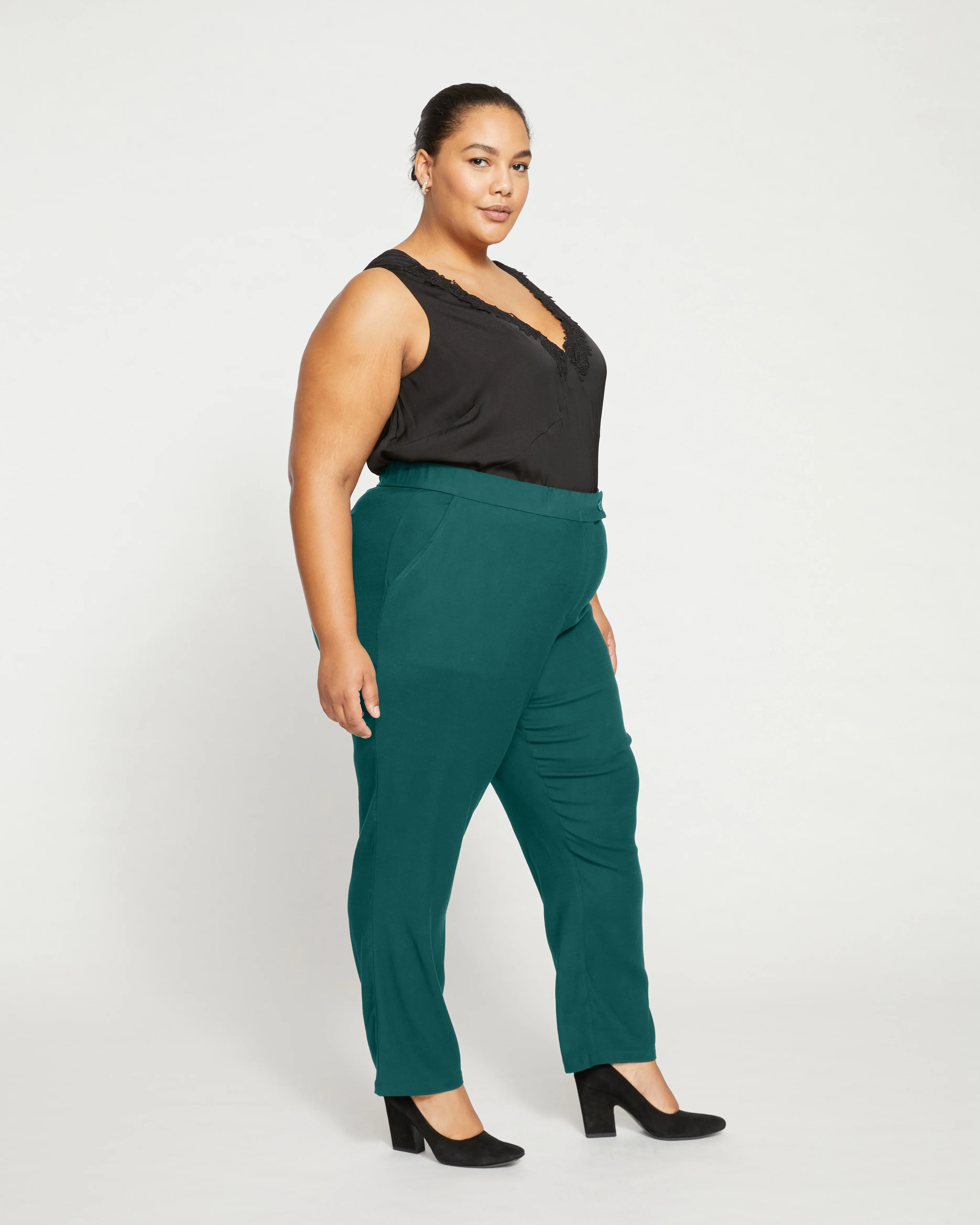 Meg Double Luxe Cigarette Pants - Forest Green - Image 2