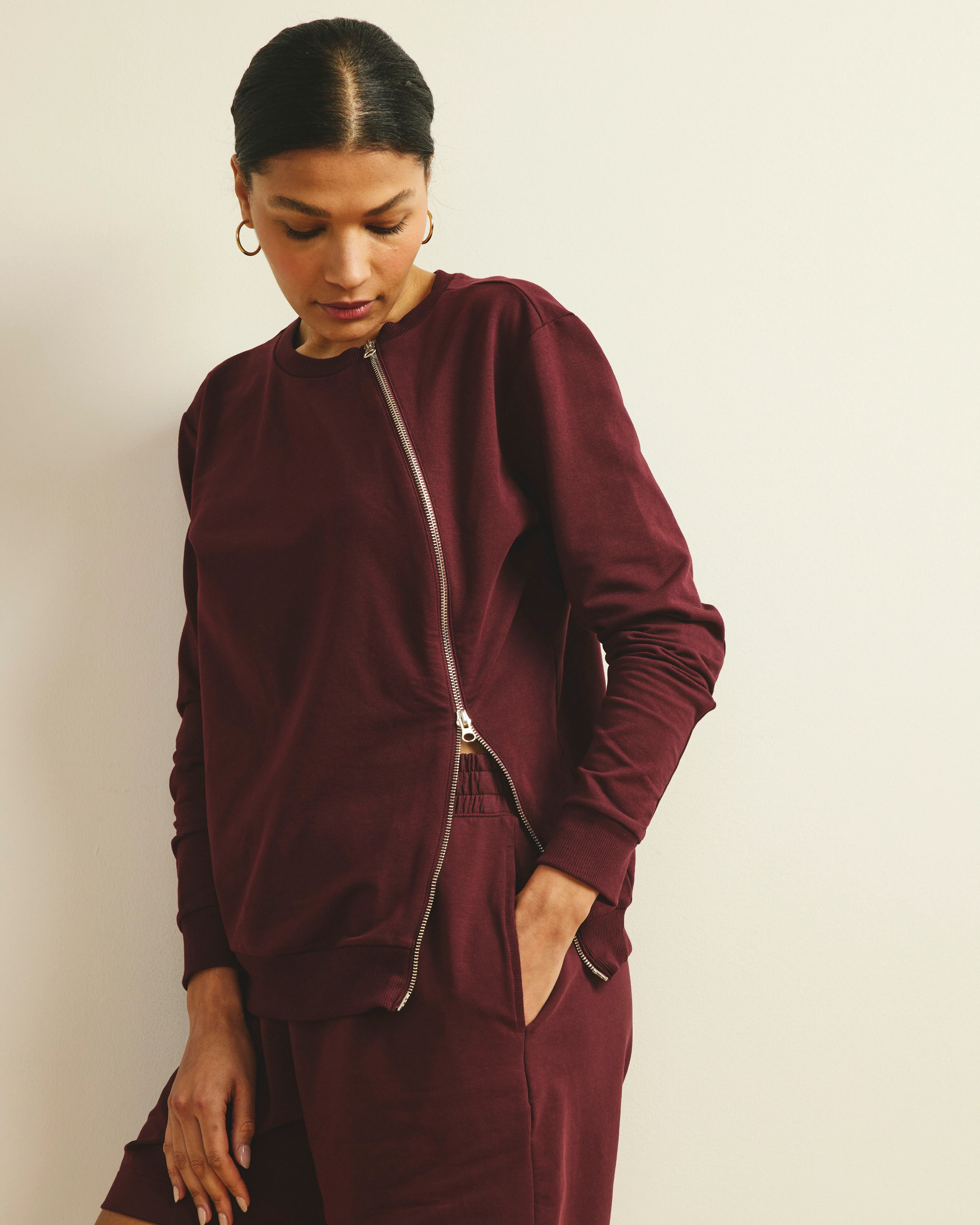 Meridien Zip Sweatshirt - Black Cherry - Image 4