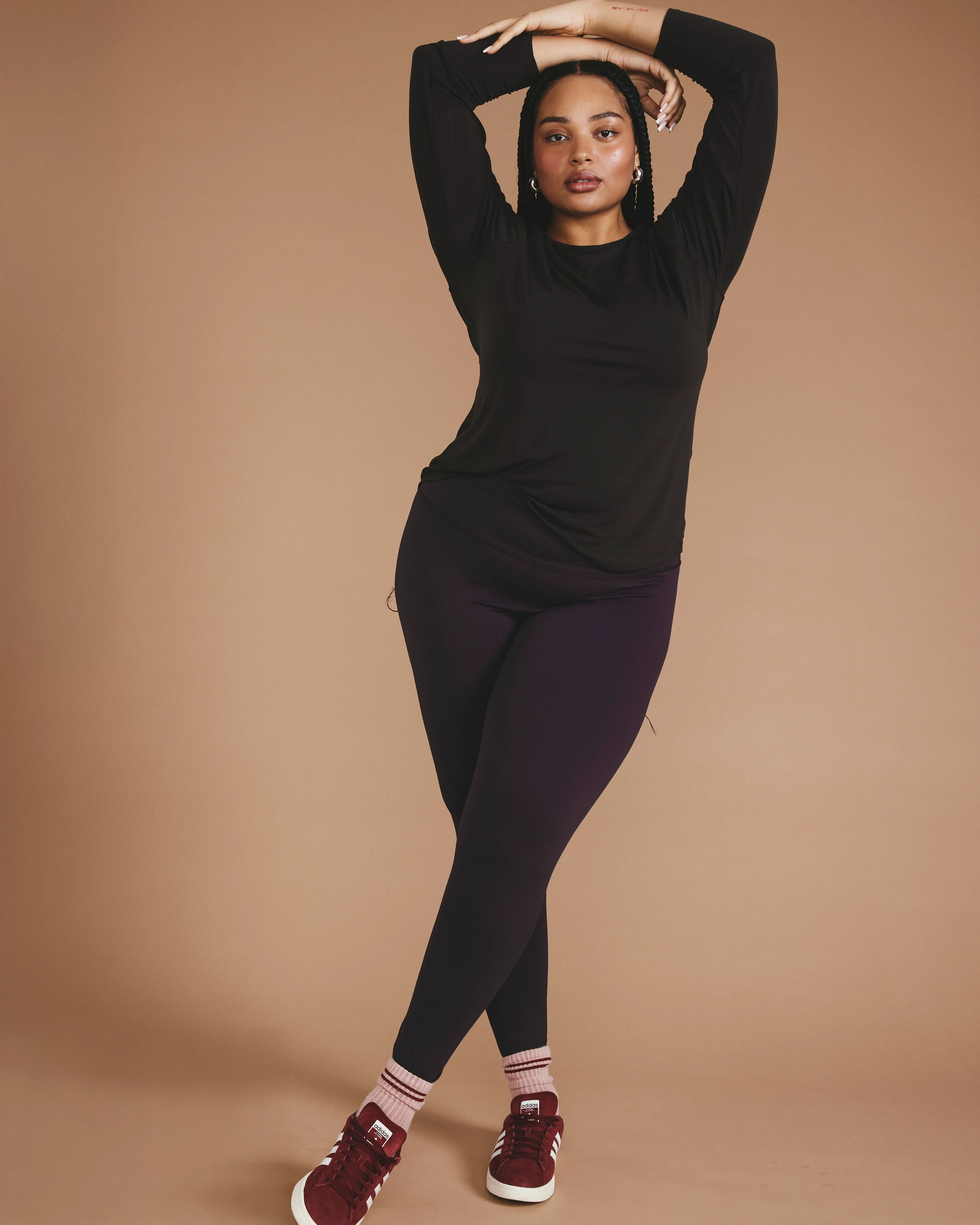 Mia Long Sleeve Movement Tee - Deep Brown - Image 4