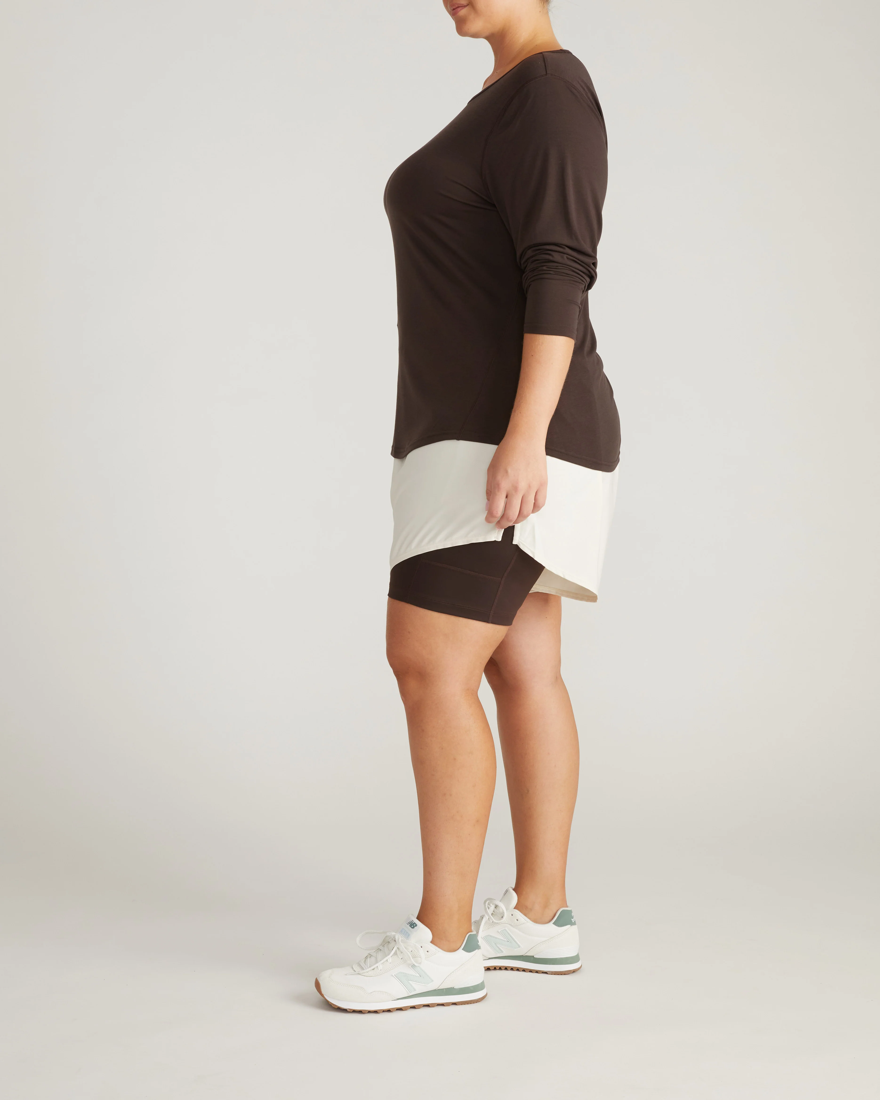 Mia Long Sleeve Movement Tee - Deep Brown - Image 6