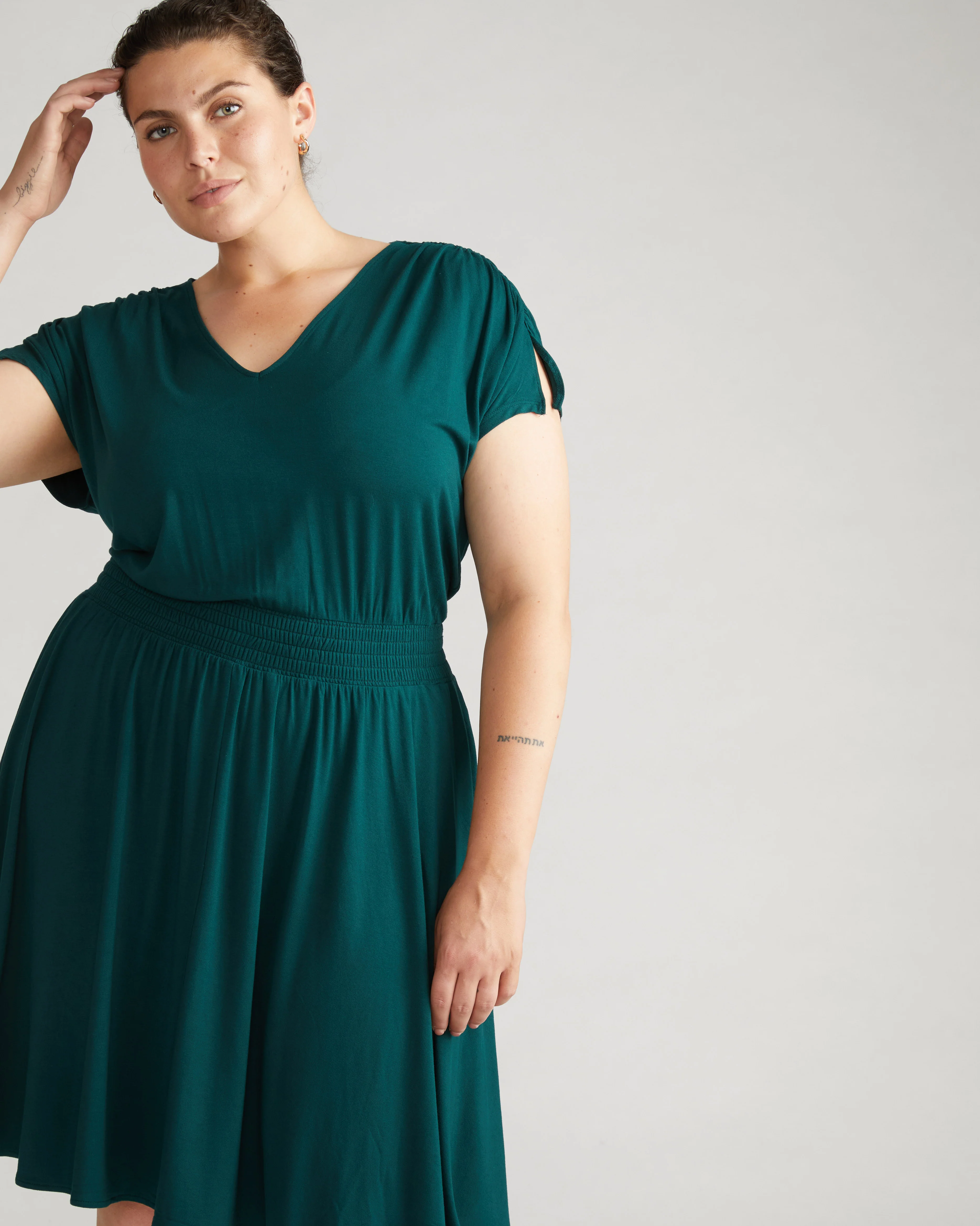 Minetta Liquid Jersey Dress - Forest Green - Image 5
