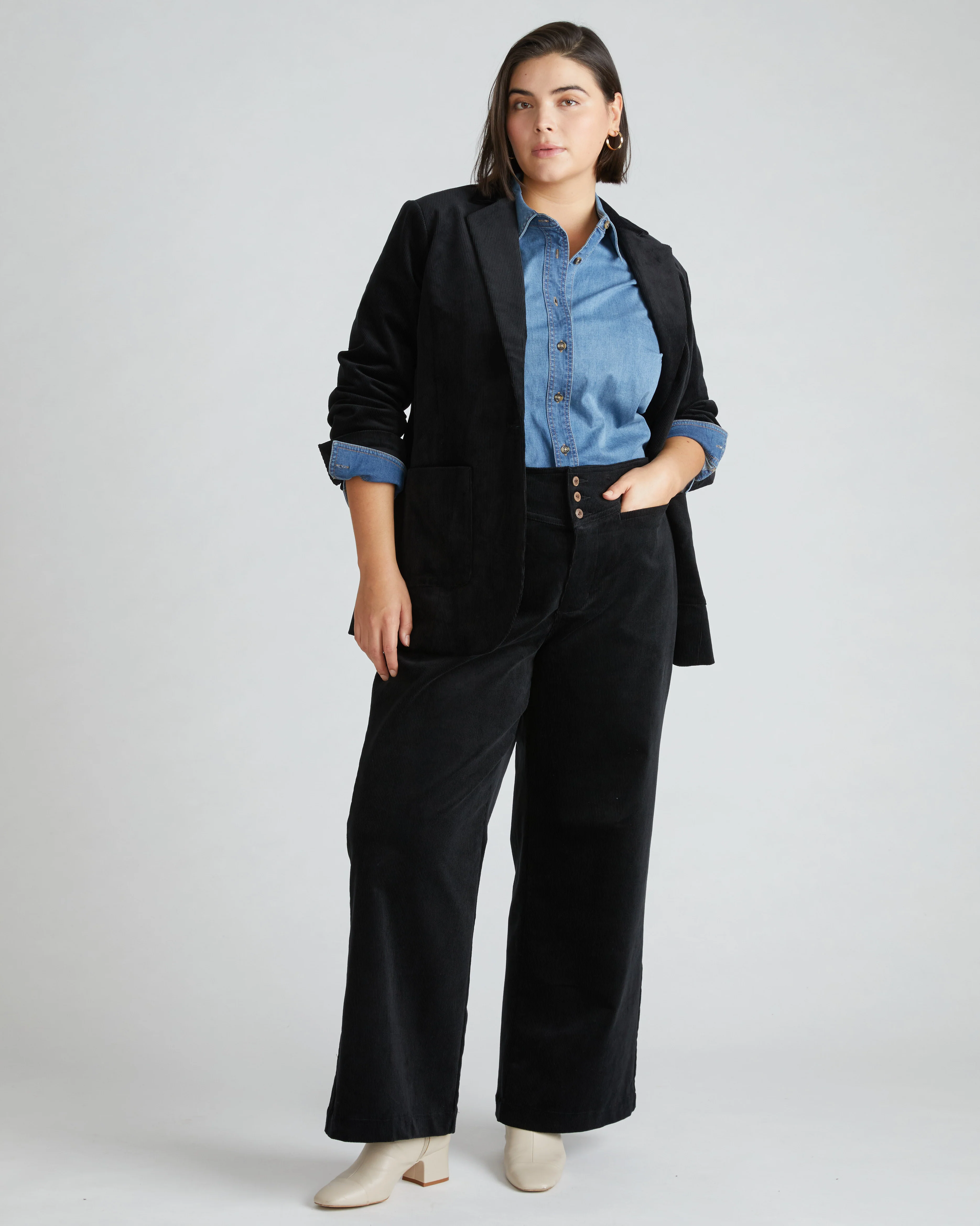 Minimalist Stretch Cotton Chambray Shirt - Vintage Indigo - Image 6