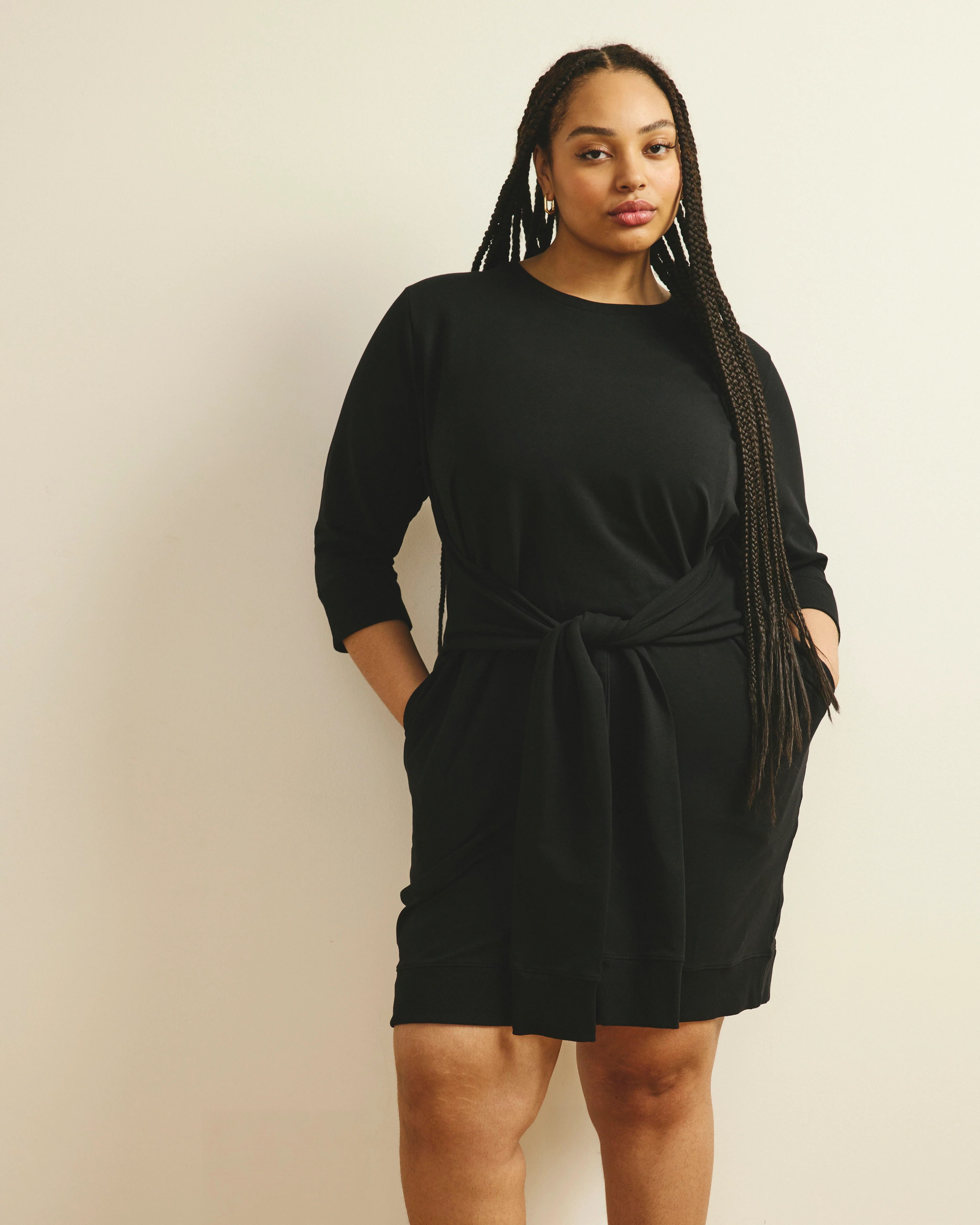 Misa Tie Sweatshirt Dress - Black - Image 2