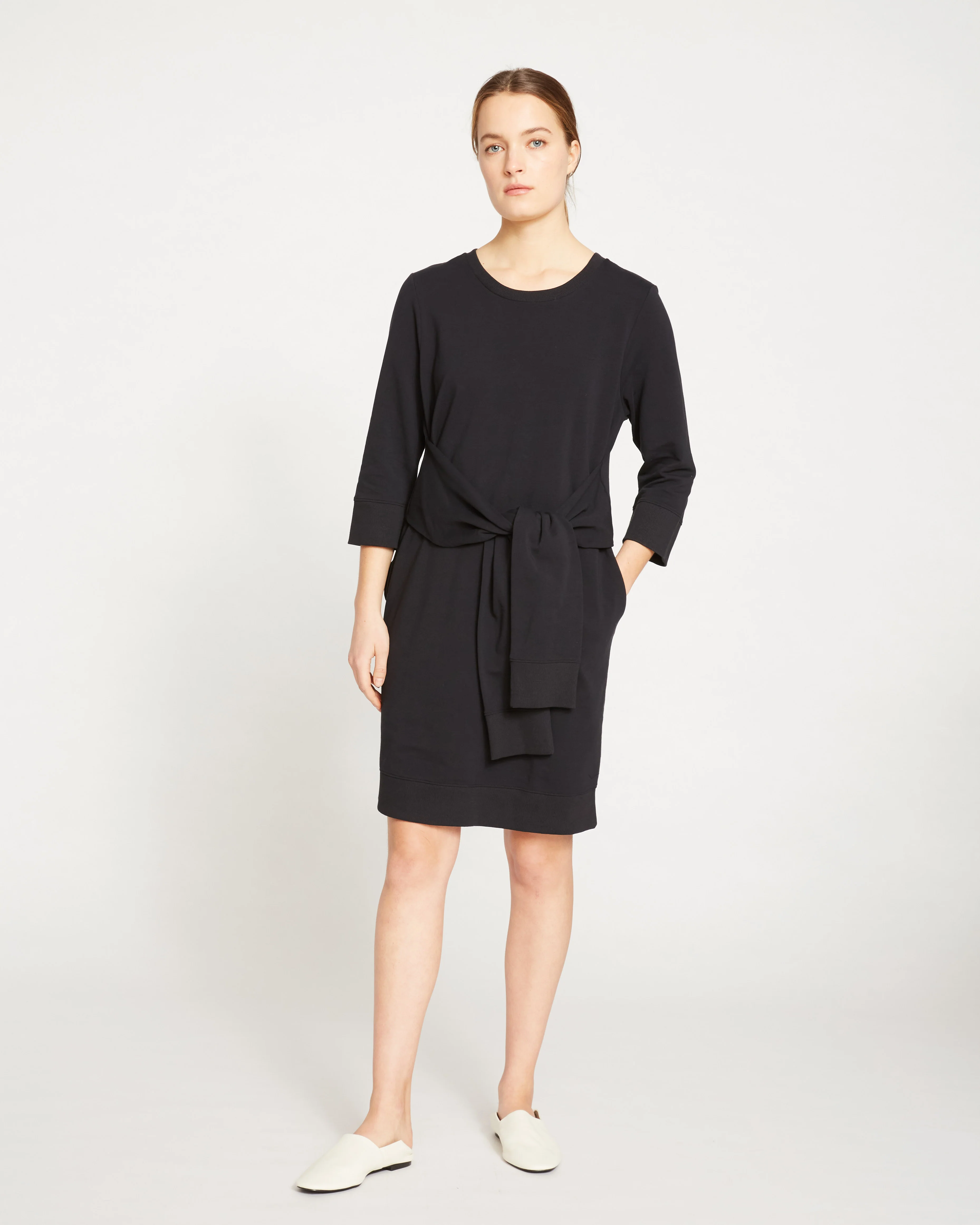 Misa Tie Sweatshirt Dress - Black - Image 4