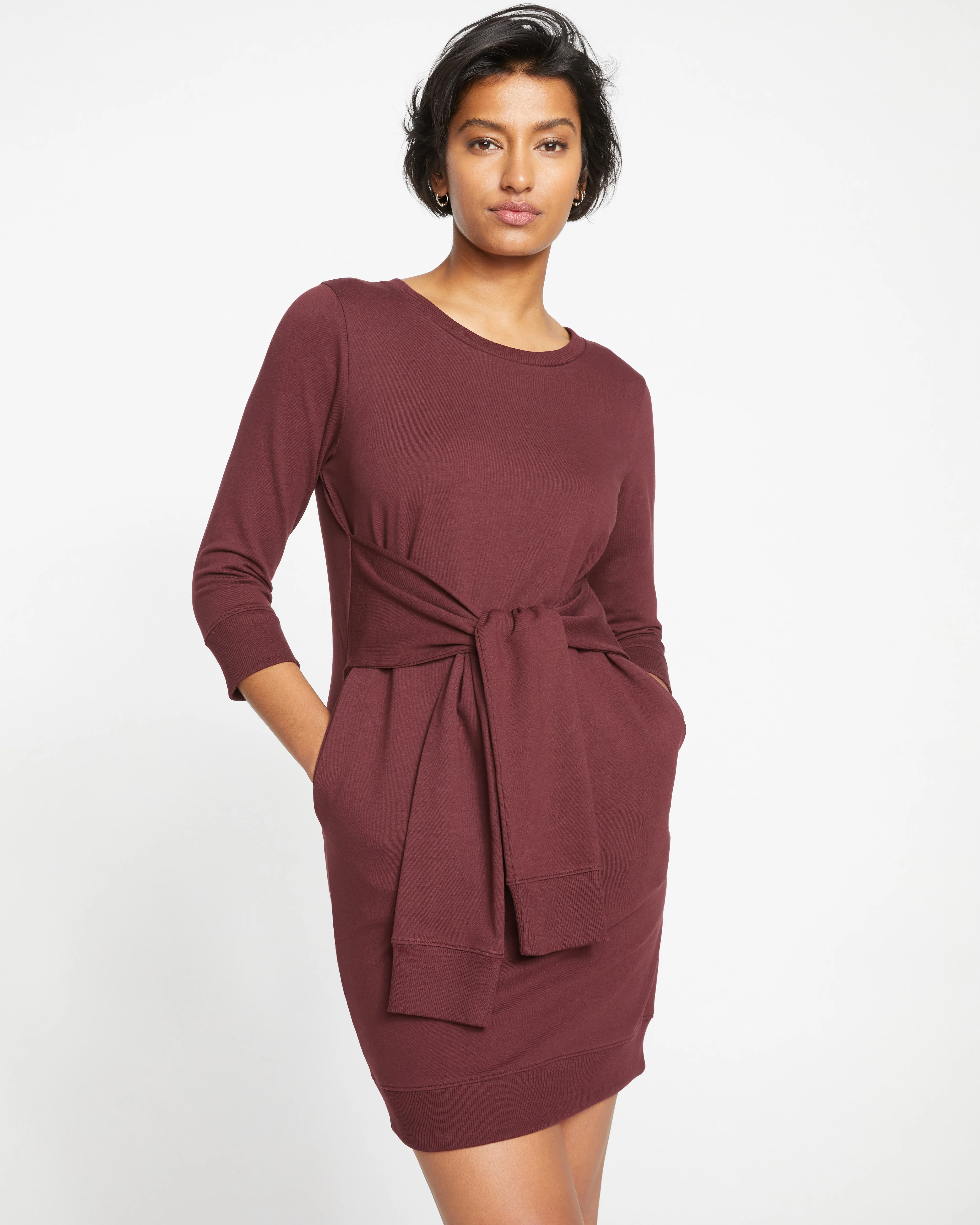 Misa Tie Sweatshirt Dress - Black Cherry - Image 2