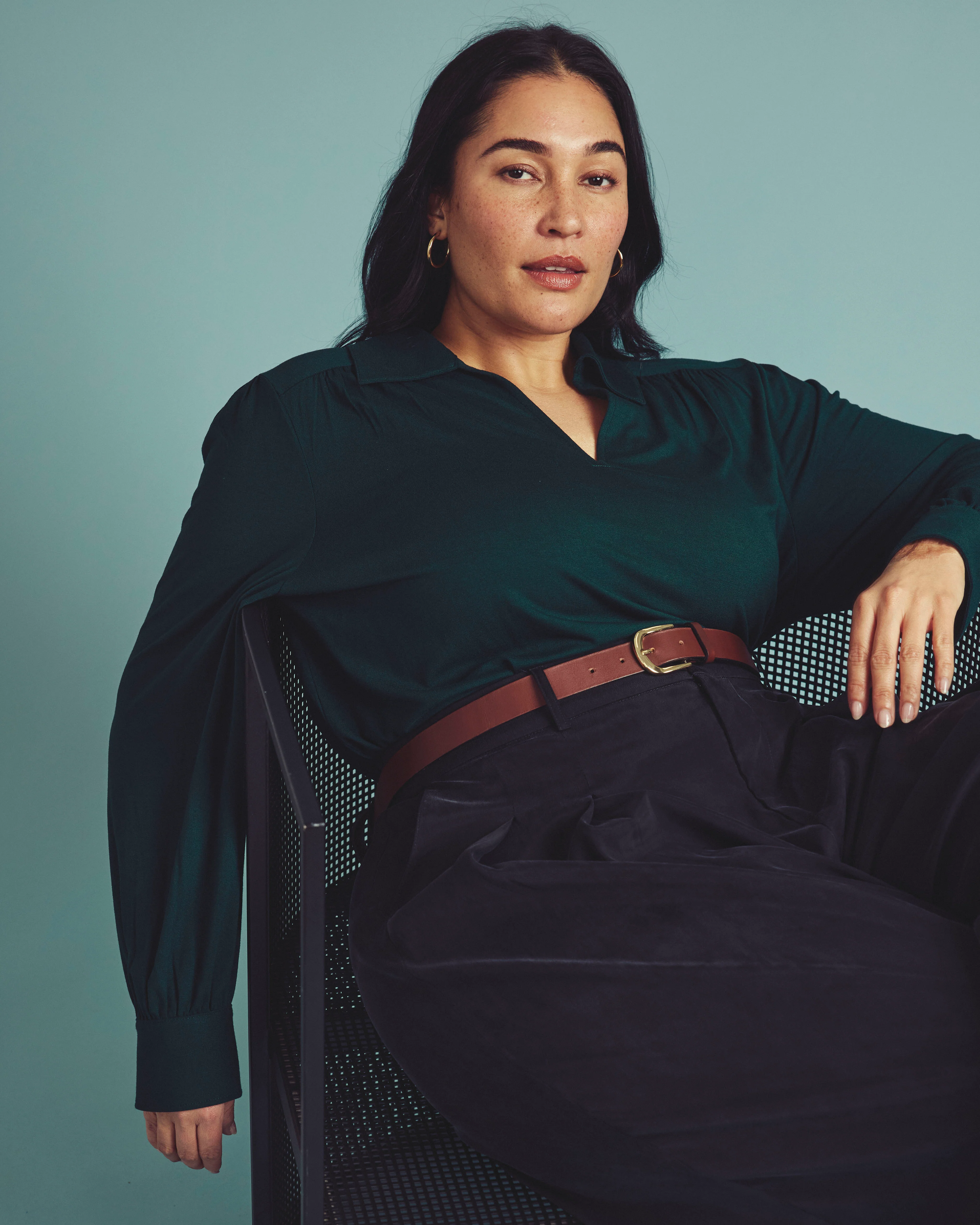 Moore Liquid Jersey Blouse - Forest Green - Image 7