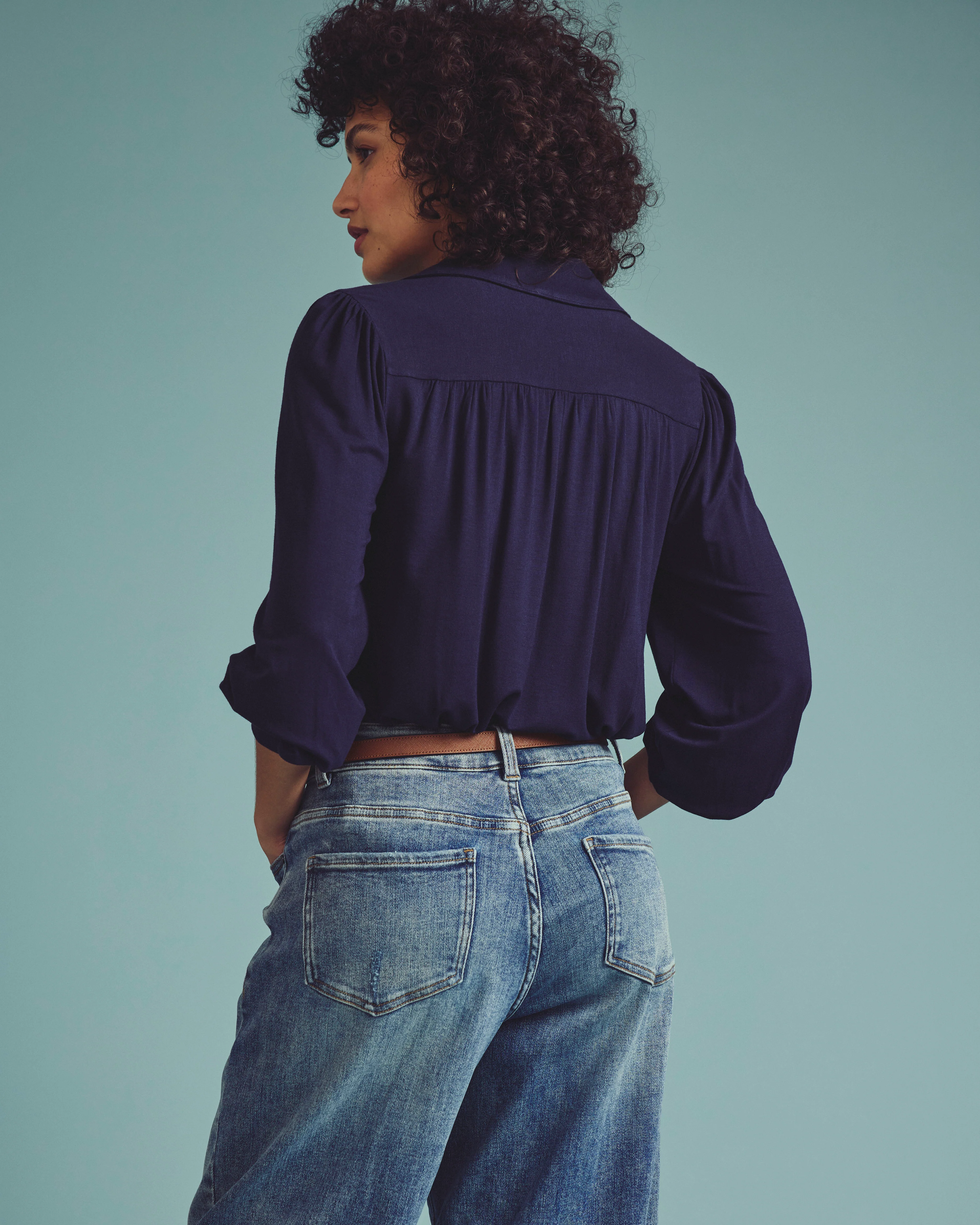 Moore Liquid Jersey Blouse - Midnight - Image 3