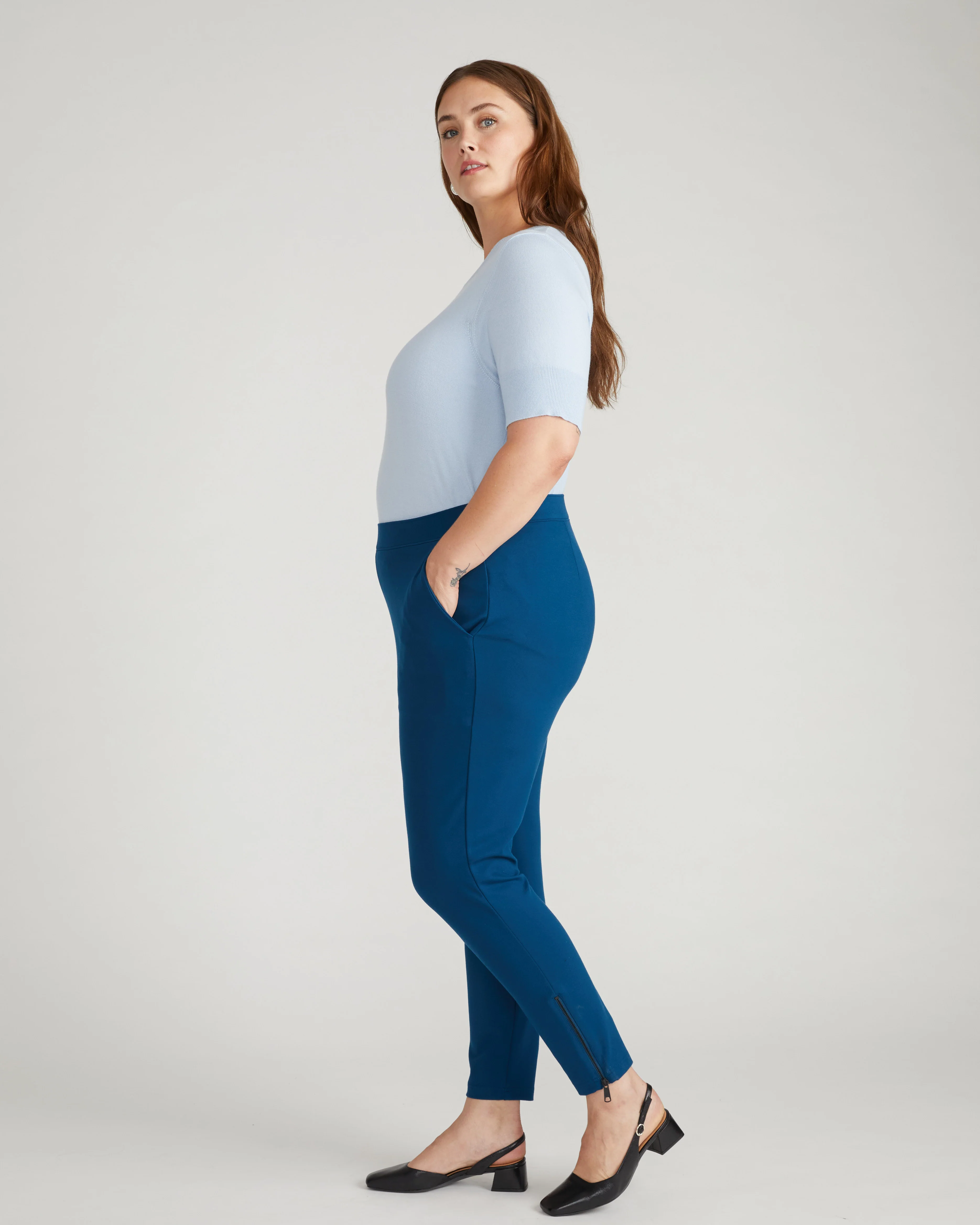 Moro Pocket Signature Ponte Pants - Deep Teal - Image 4