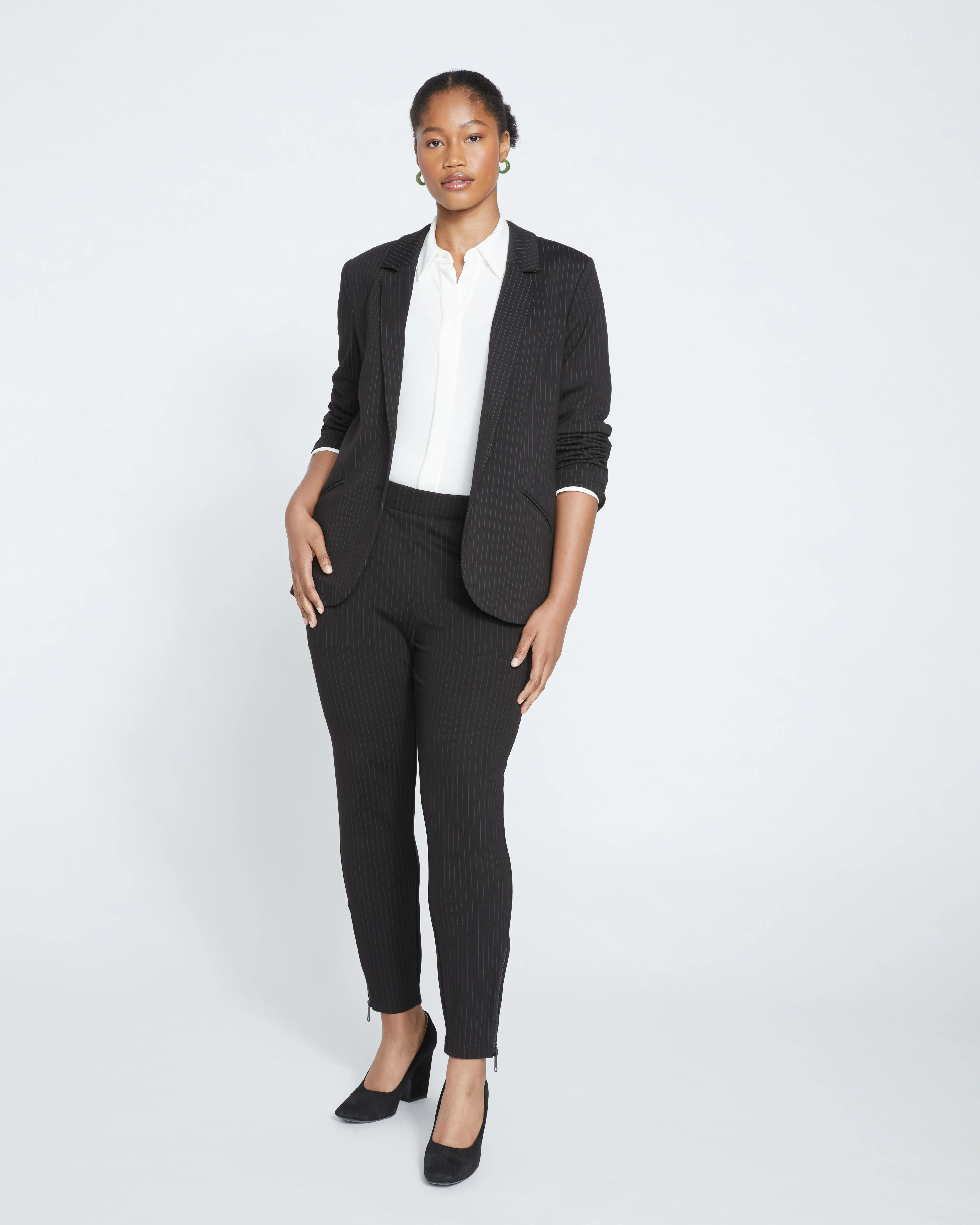 Moro Pocket Signature Ponte Pants - Slate Pinstripe - Image 3