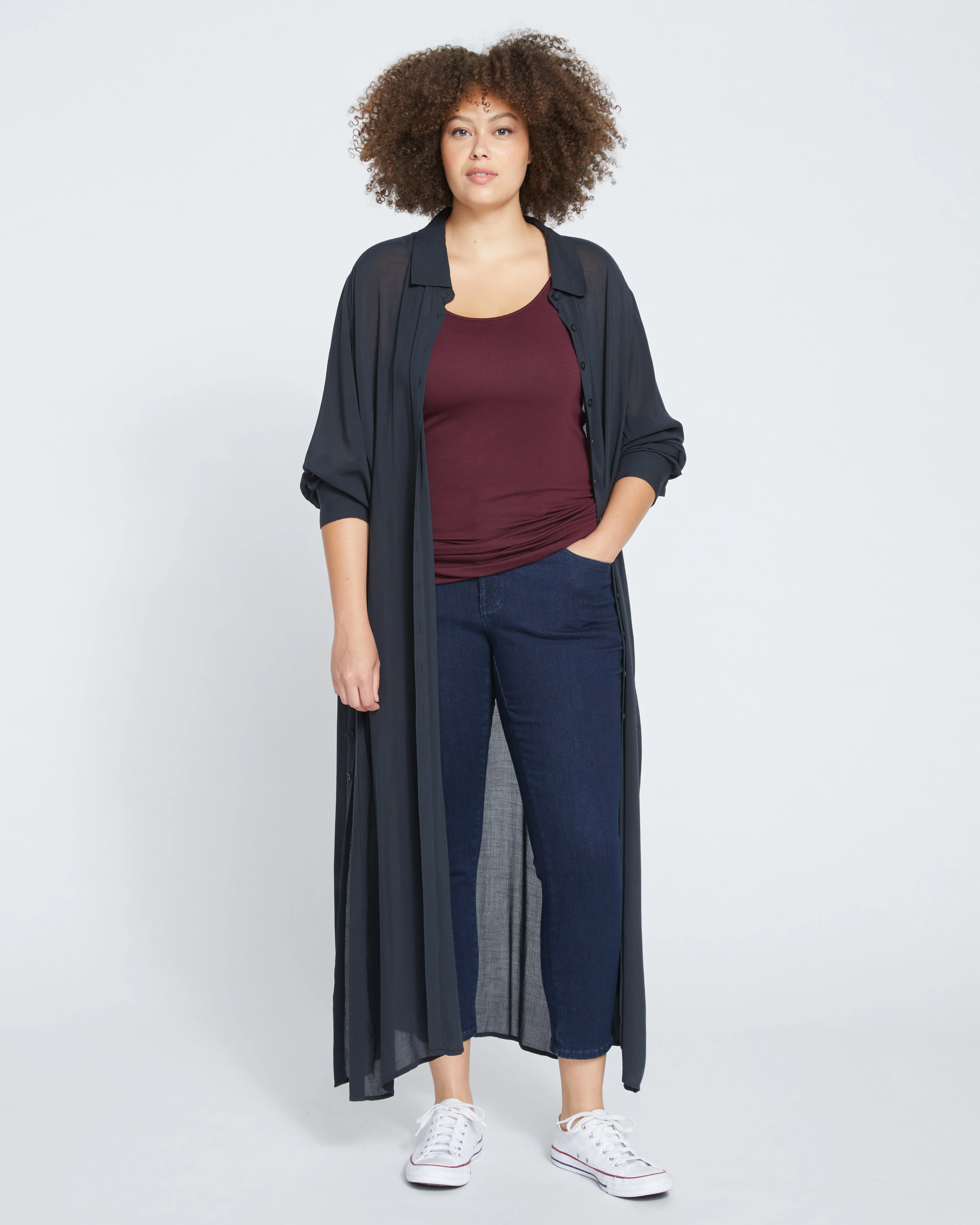 Nailah Button Down Tunic - Black - Image 3