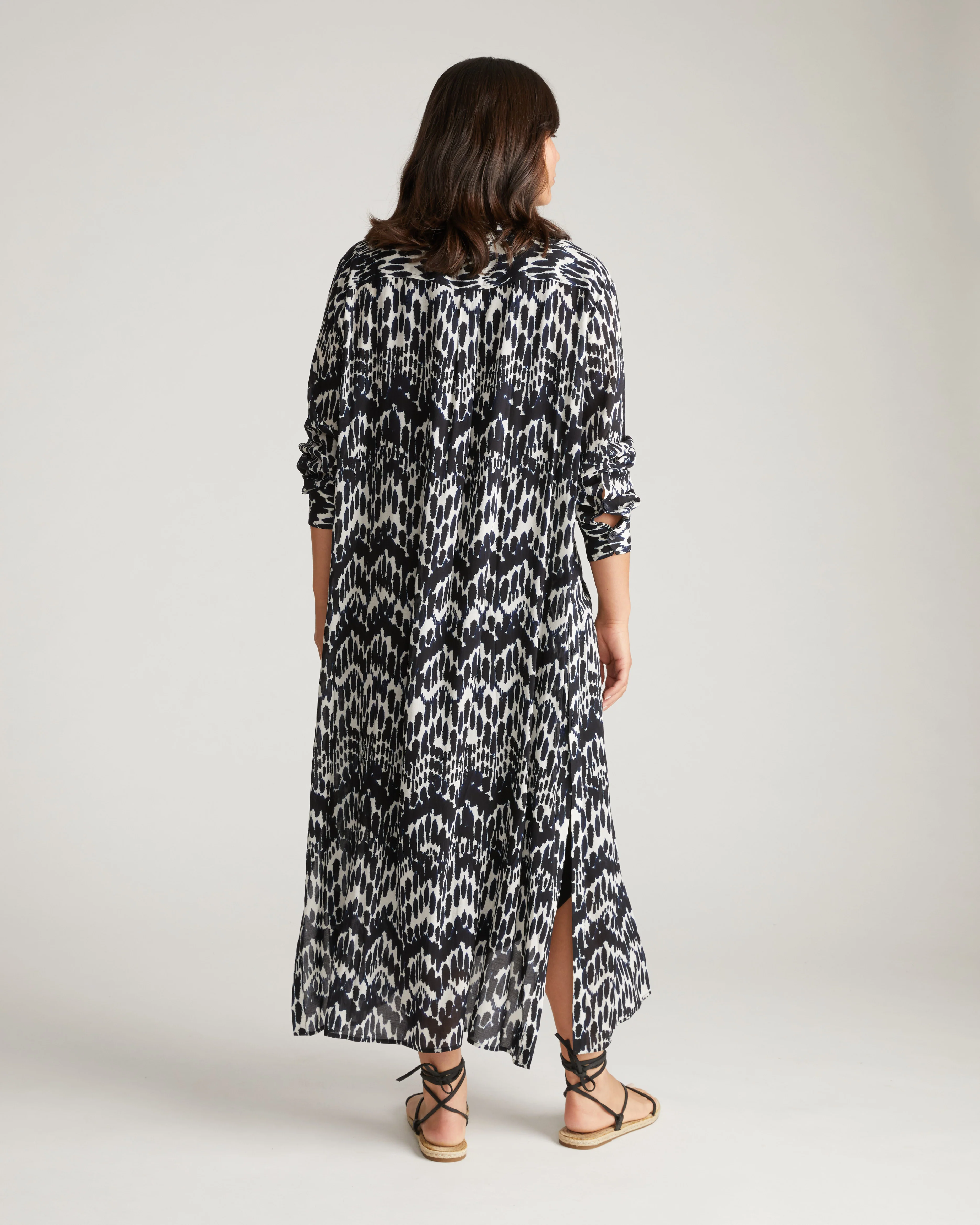 Nailah Button Down Tunic - Indigo Waterfall Print - Image 4