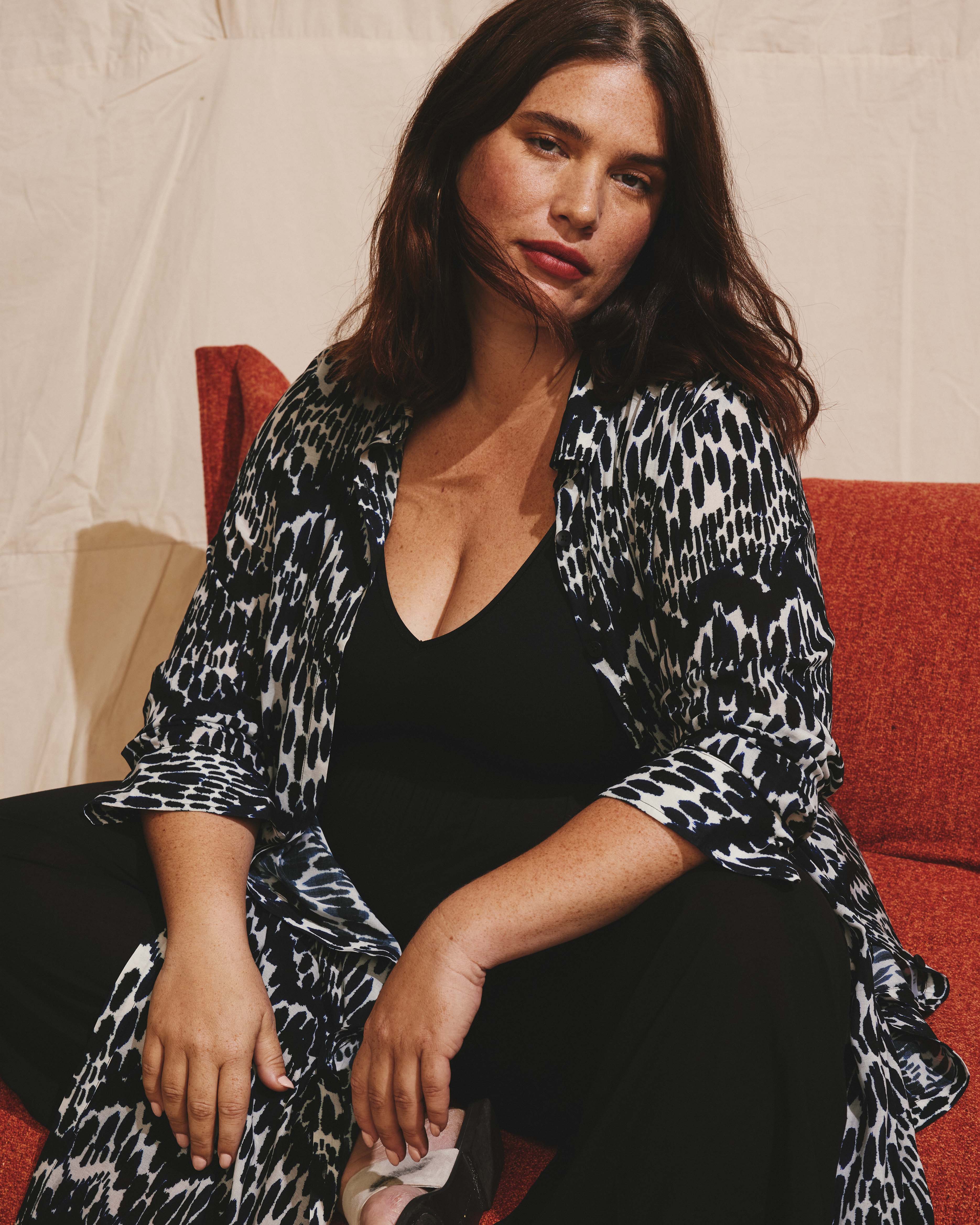 Nailah Button Down Tunic - Indigo Waterfall Print - Image 6