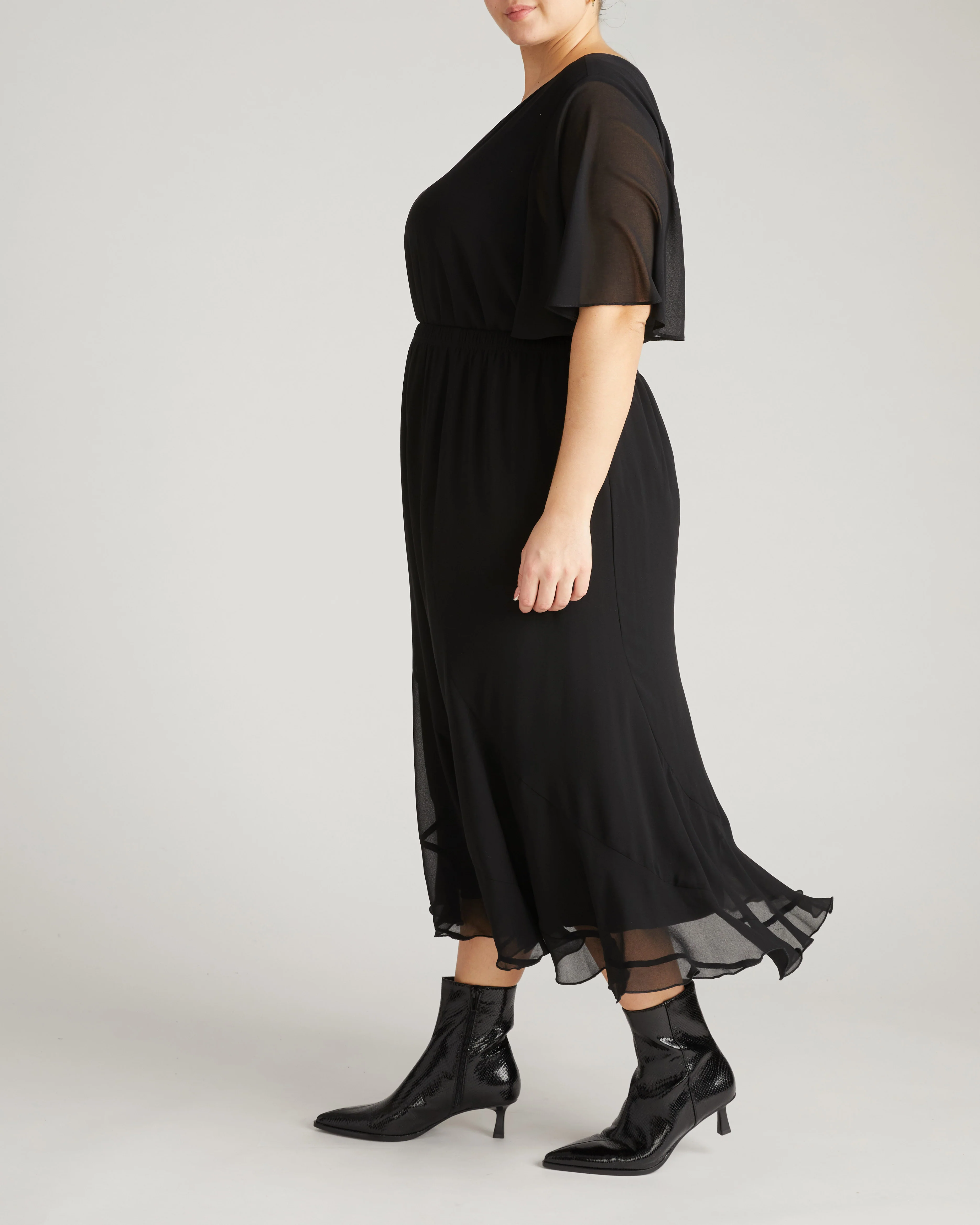 Navarte Chiffon Midi Skirt - Black - Image 6