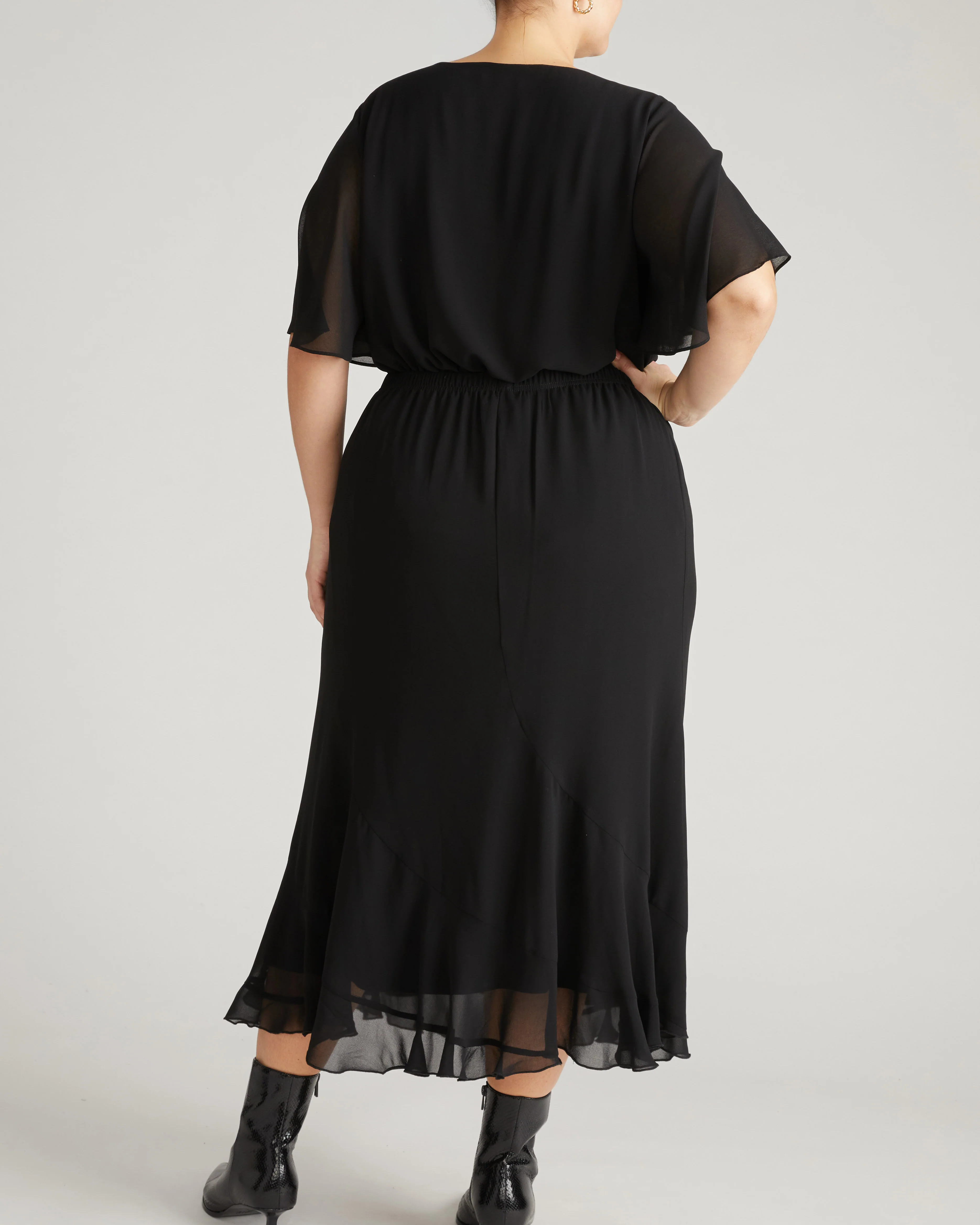 Navarte Chiffon Midi Skirt - Black - Image 7