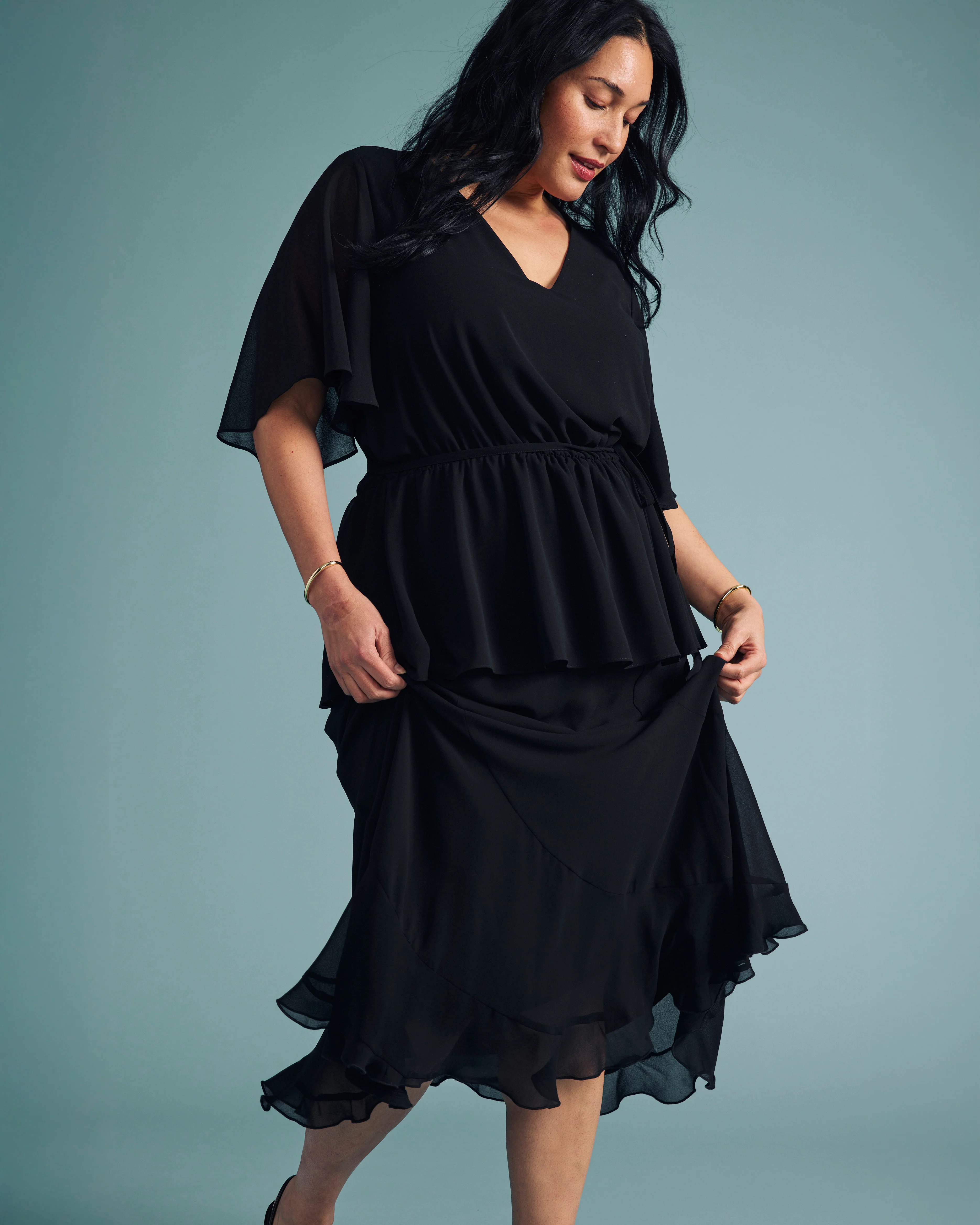 Navarte Chiffon Midi Skirt - Black - Image 8