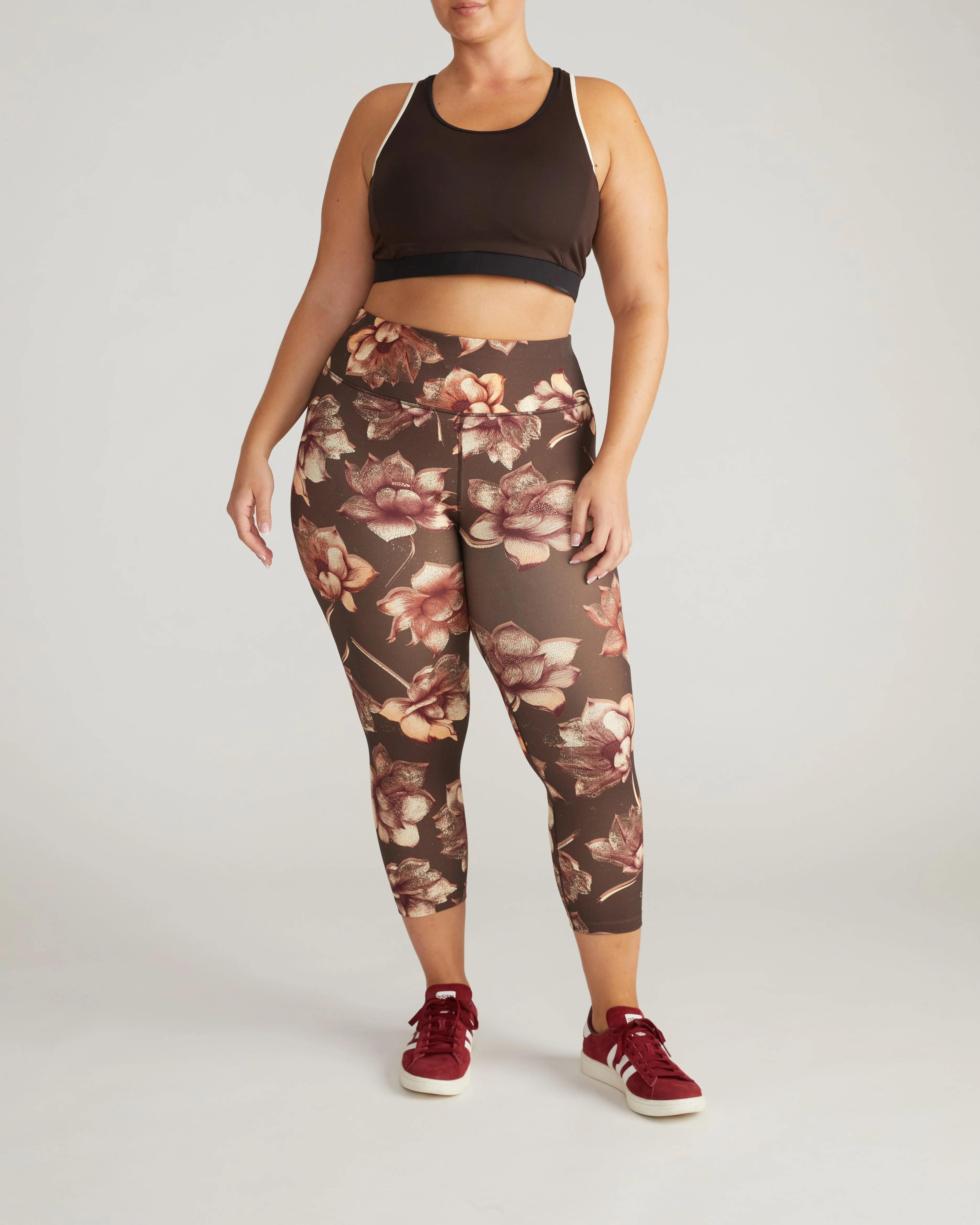 Next-to-Naked Racerback Sports Bra - Deep Brown/Dove Wing Trim - Image 6