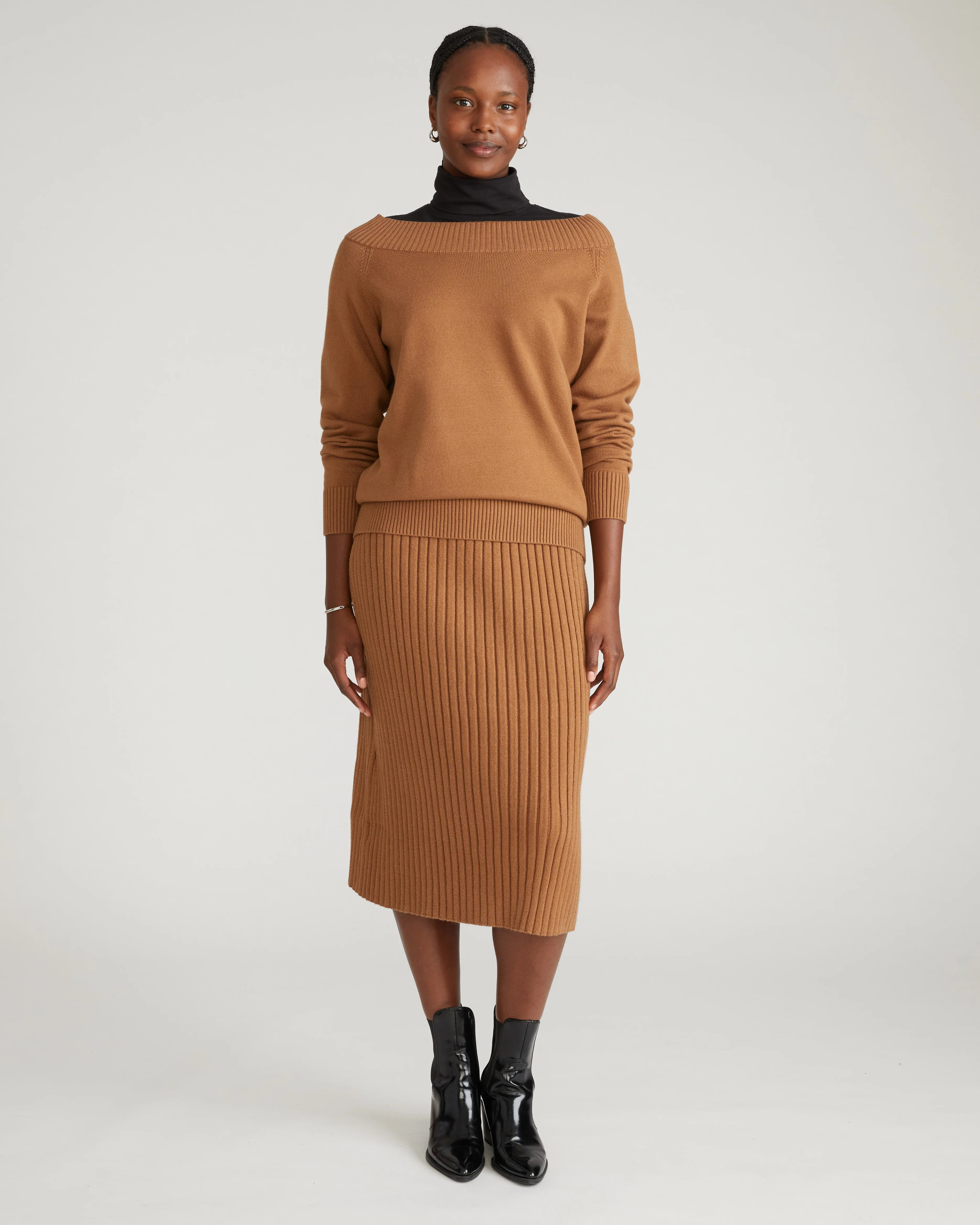 Noomi Cold Shoulder Sweater - Classic Camel - Image 3