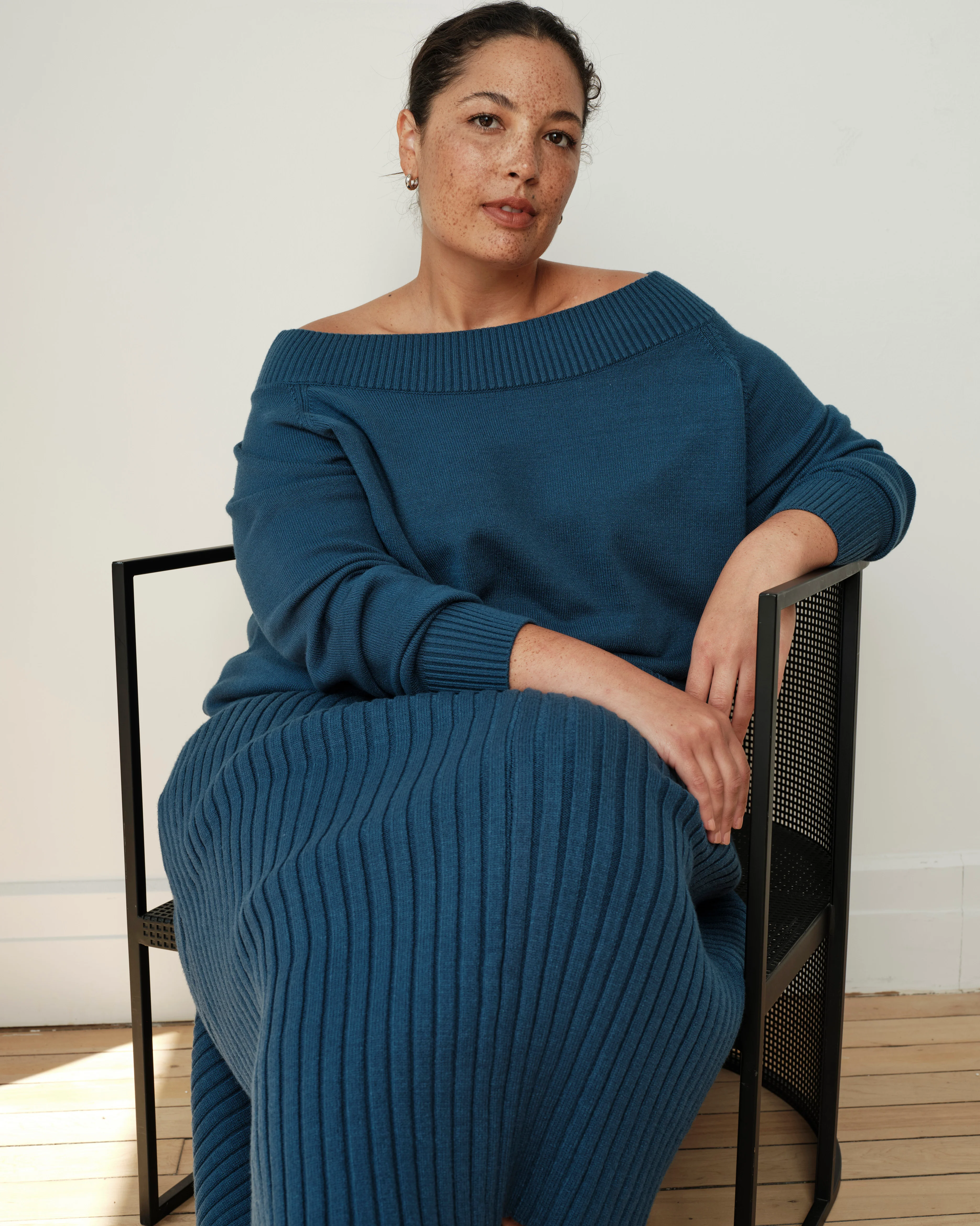Noomi Cold Shoulder Sweater - Deep Teal - Image 2