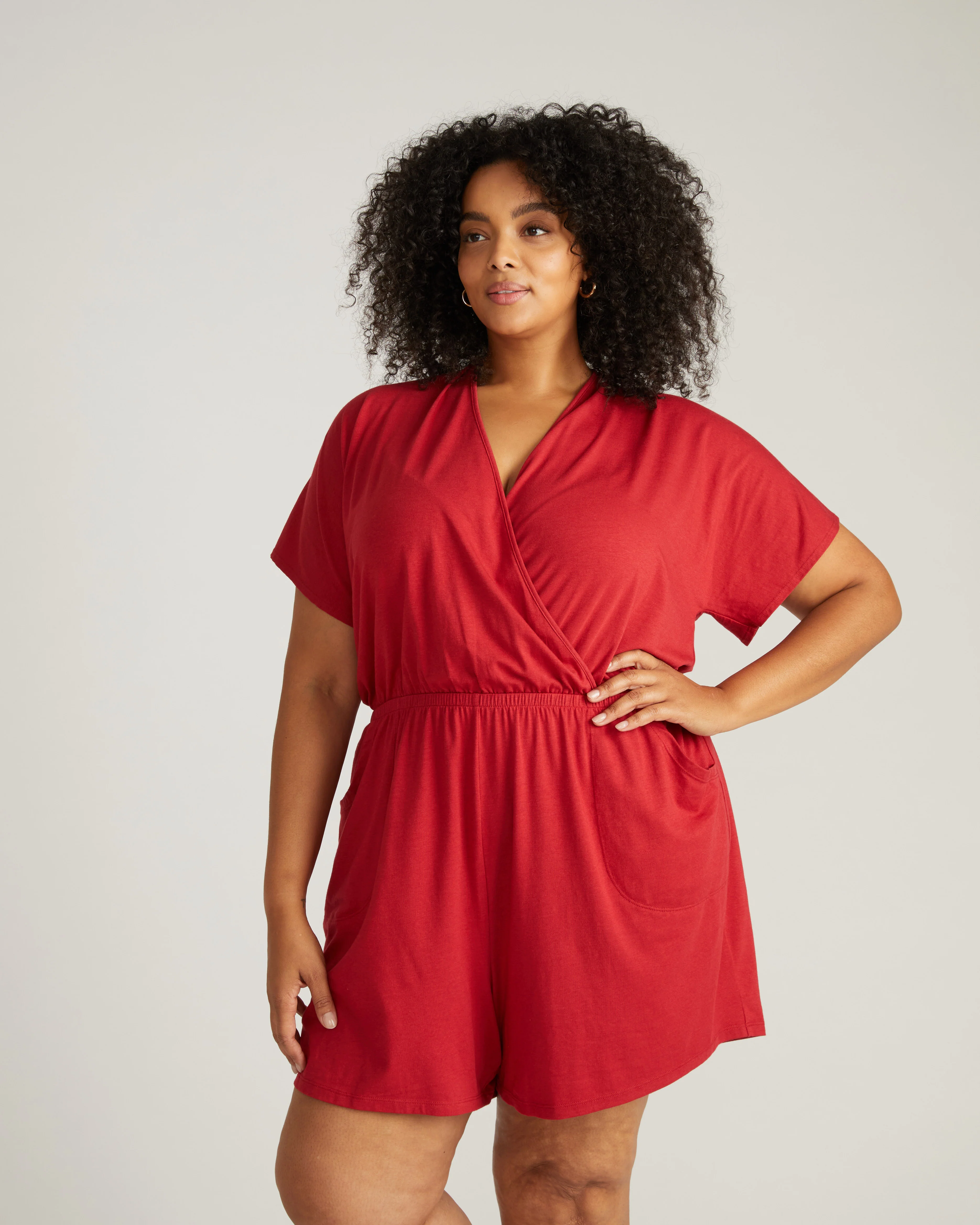 Nora Cross Front Romper - Raspberry - Image 2