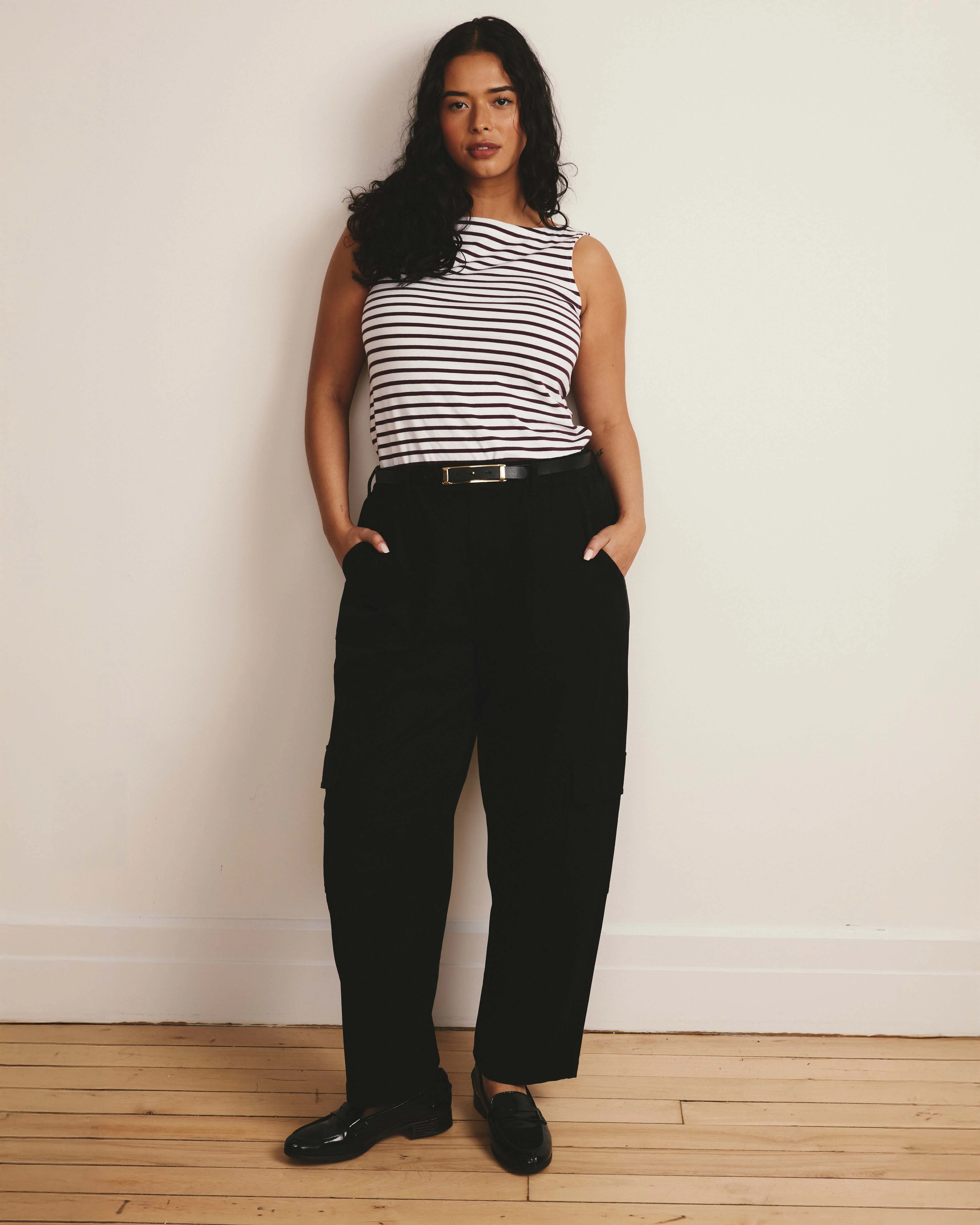 Noyack Breton Stripe Boatneck Tank - White/Gamay Stripe - Image 5