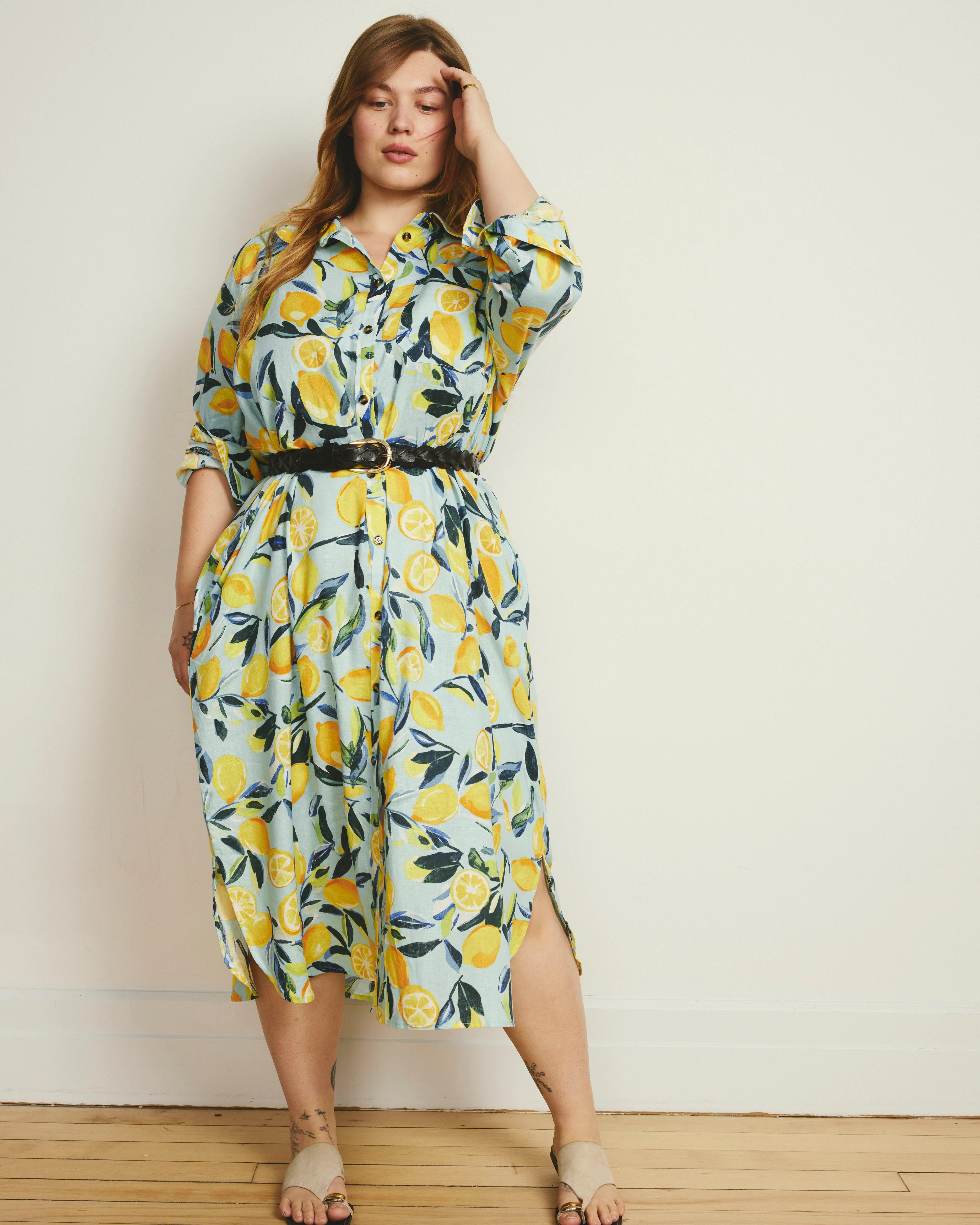 Odeon Linen Shirtdress - Limoncello Print - Image 4