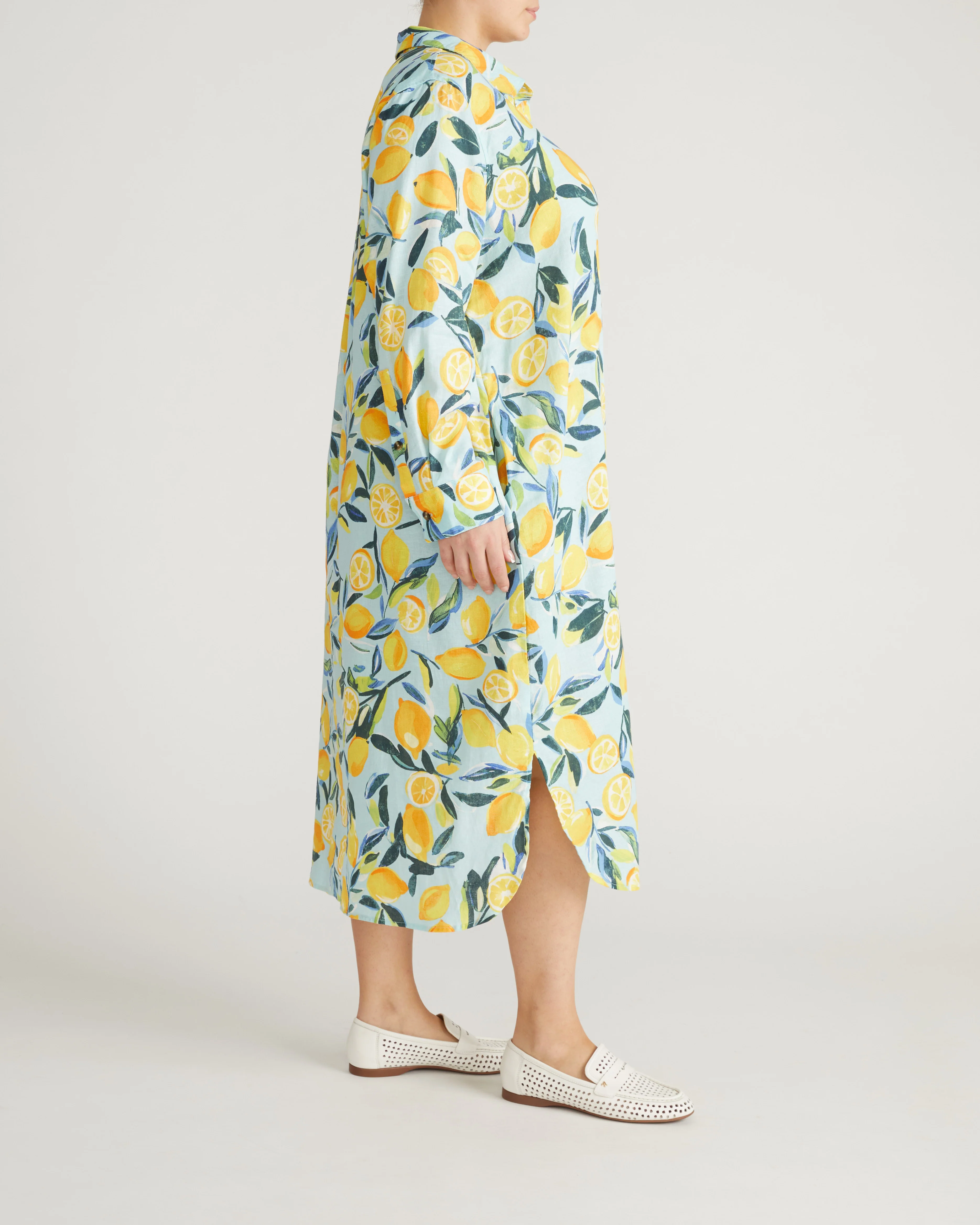 Odeon Linen Shirtdress - Limoncello Print - Image 6