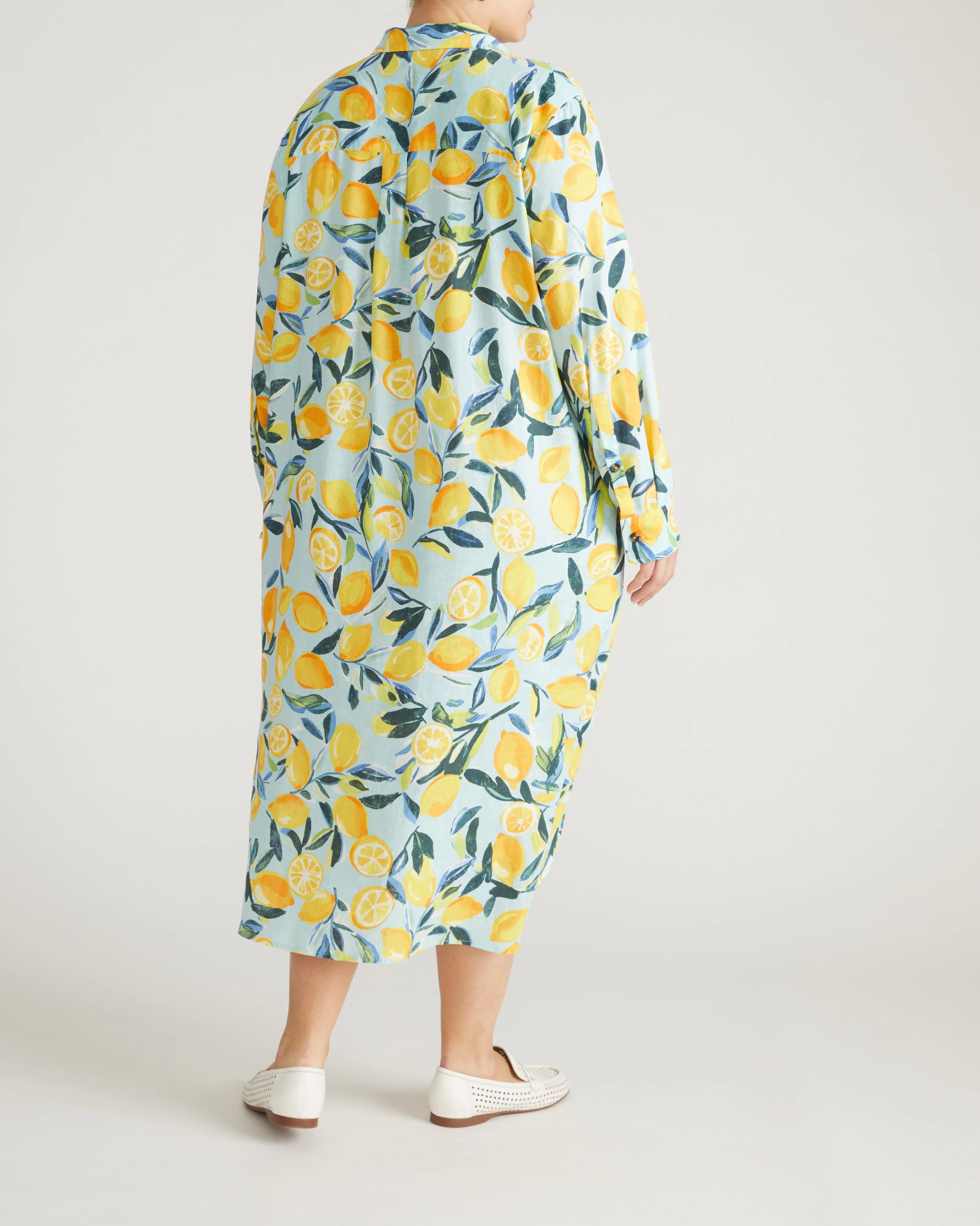 Odeon Linen Shirtdress - Limoncello Print - Image 7
