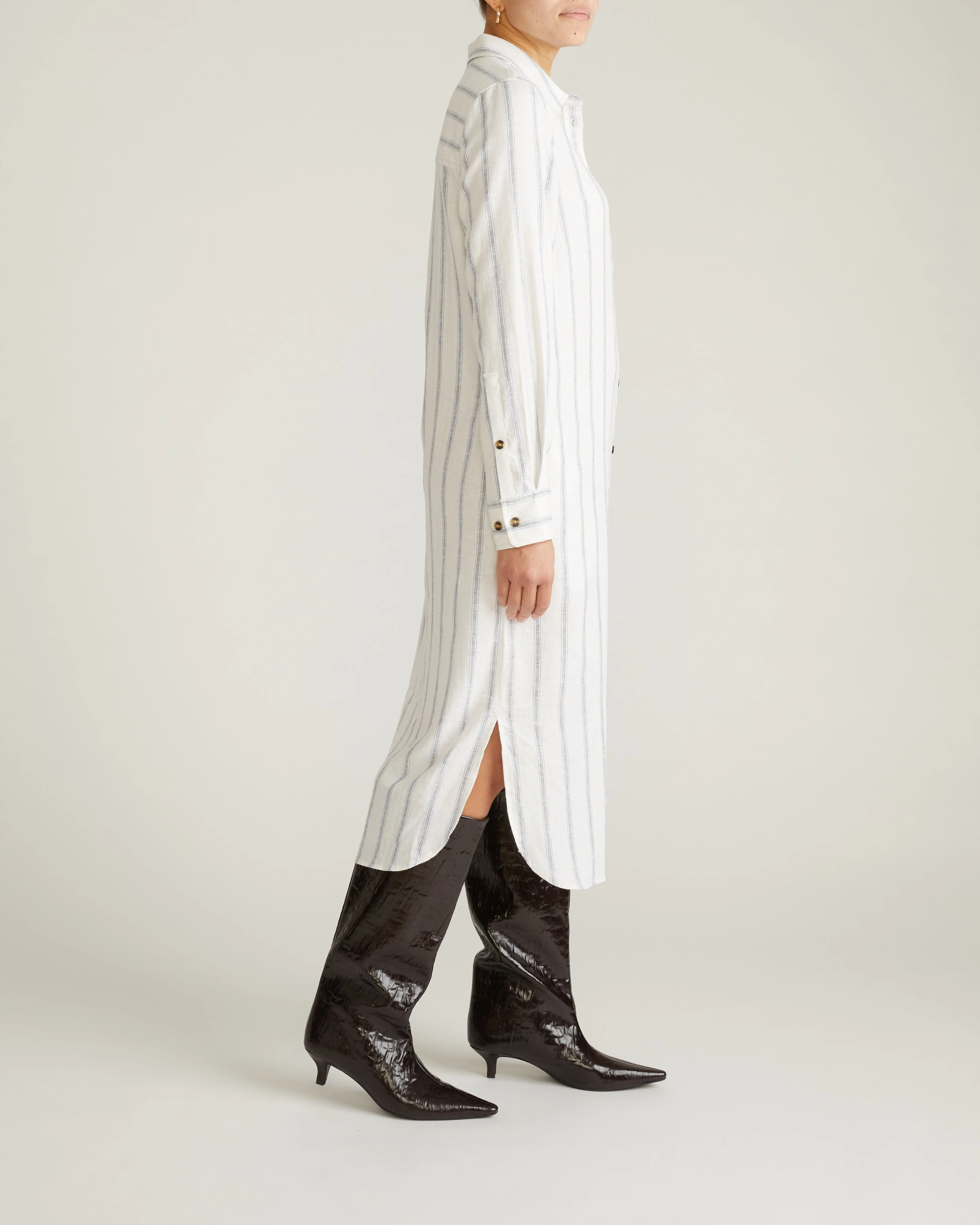 Odeon Linen Shirtdress - Mayfair Stripe - Image 4