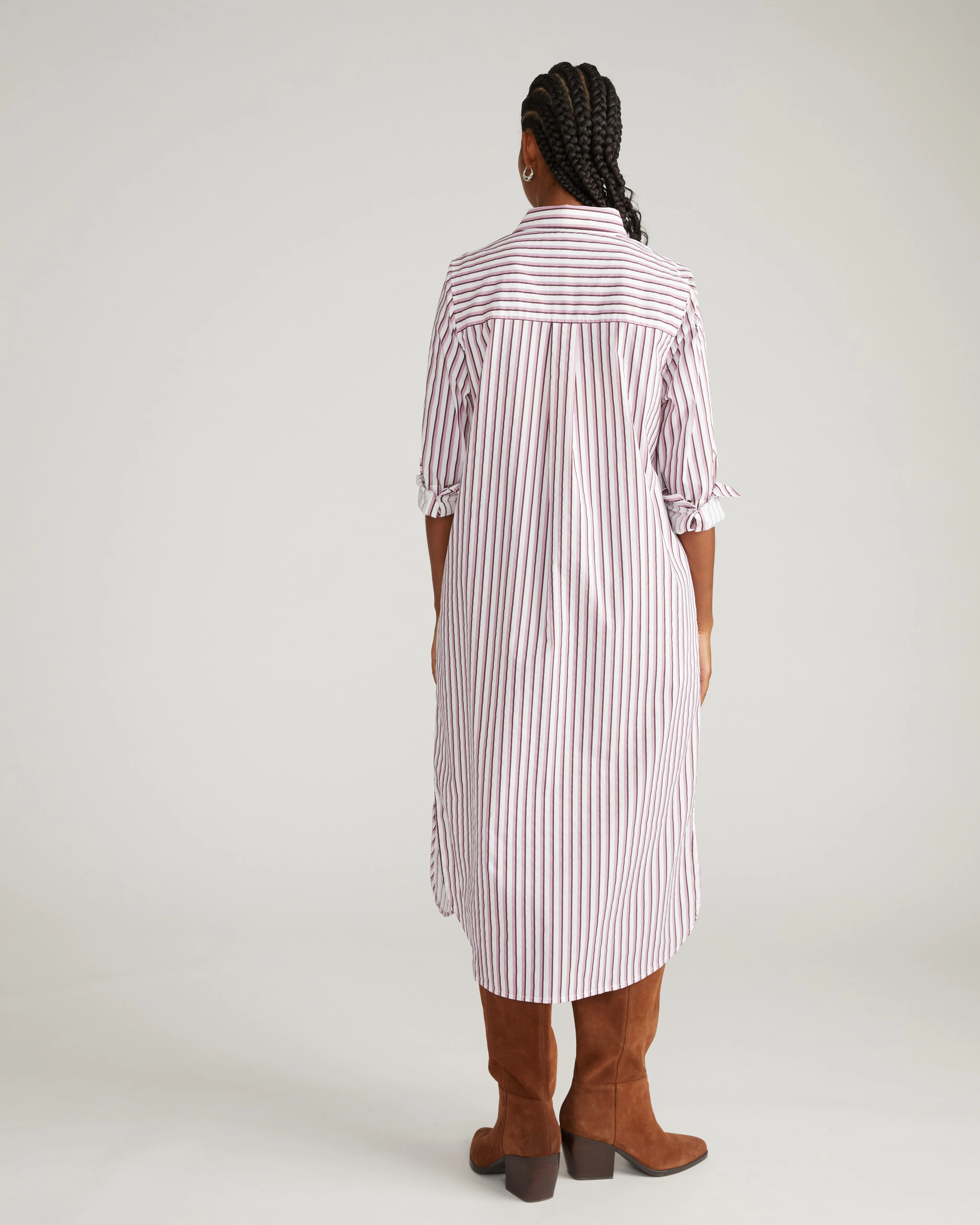 Odeon Stretch Poplin Shirtdress - Lilac Multi Stripe - Image 3