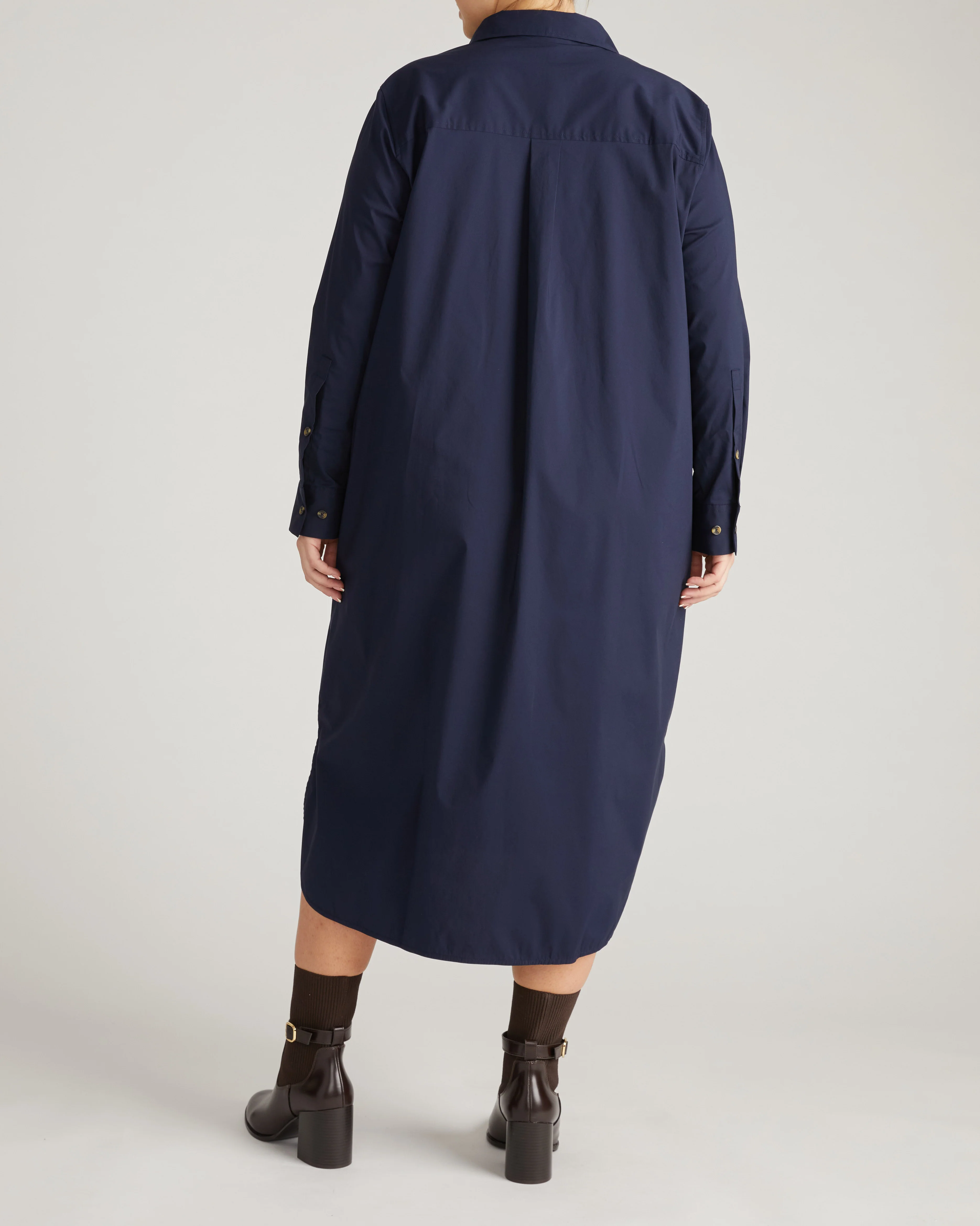 Odeon Stretch Poplin Shirtdress - Navy - Image 7