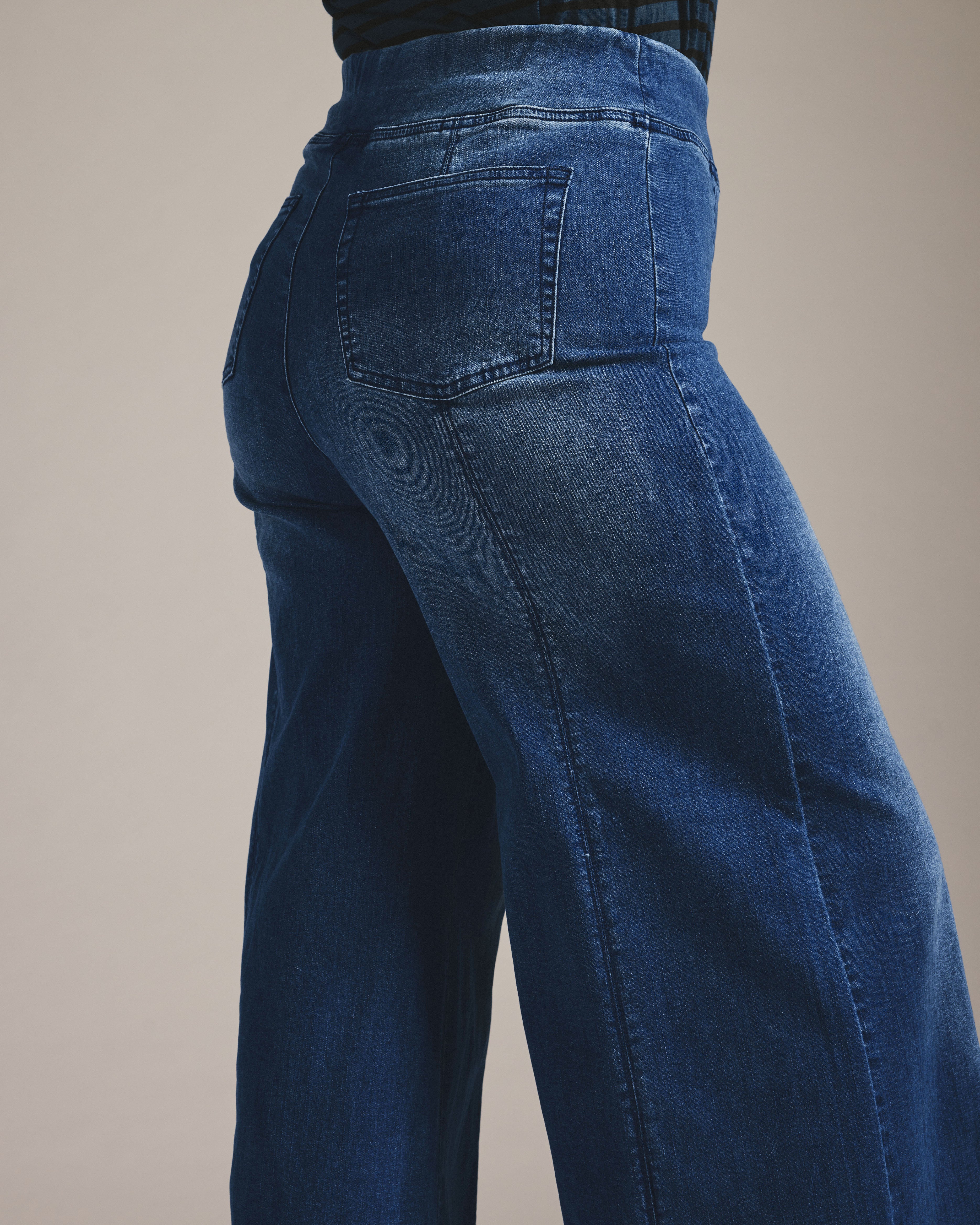 Olivia Pintuck Wide Leg Jeans - True Blue - Image 5