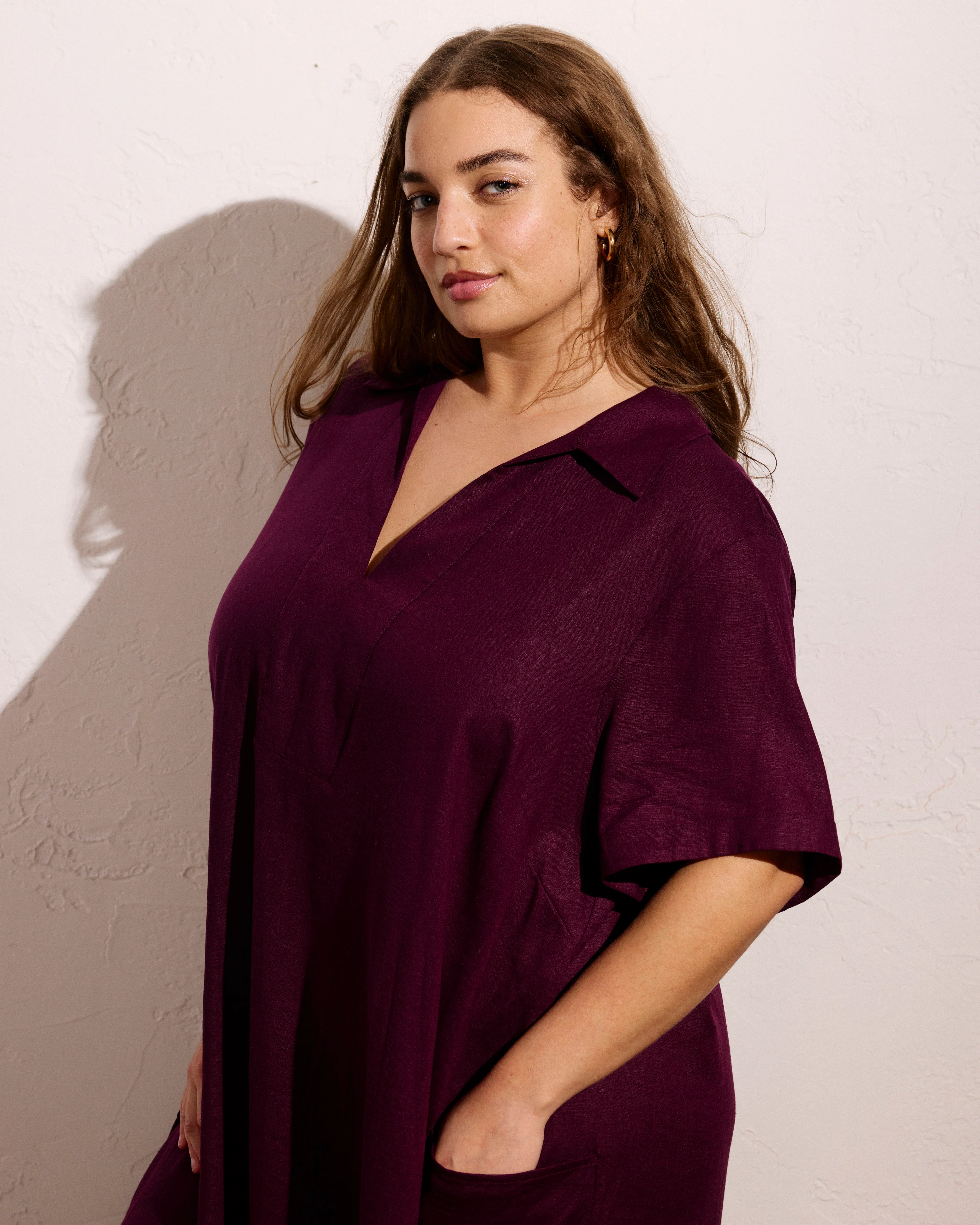 Padma Polo Neck Linen Dress - Acai - Image 6