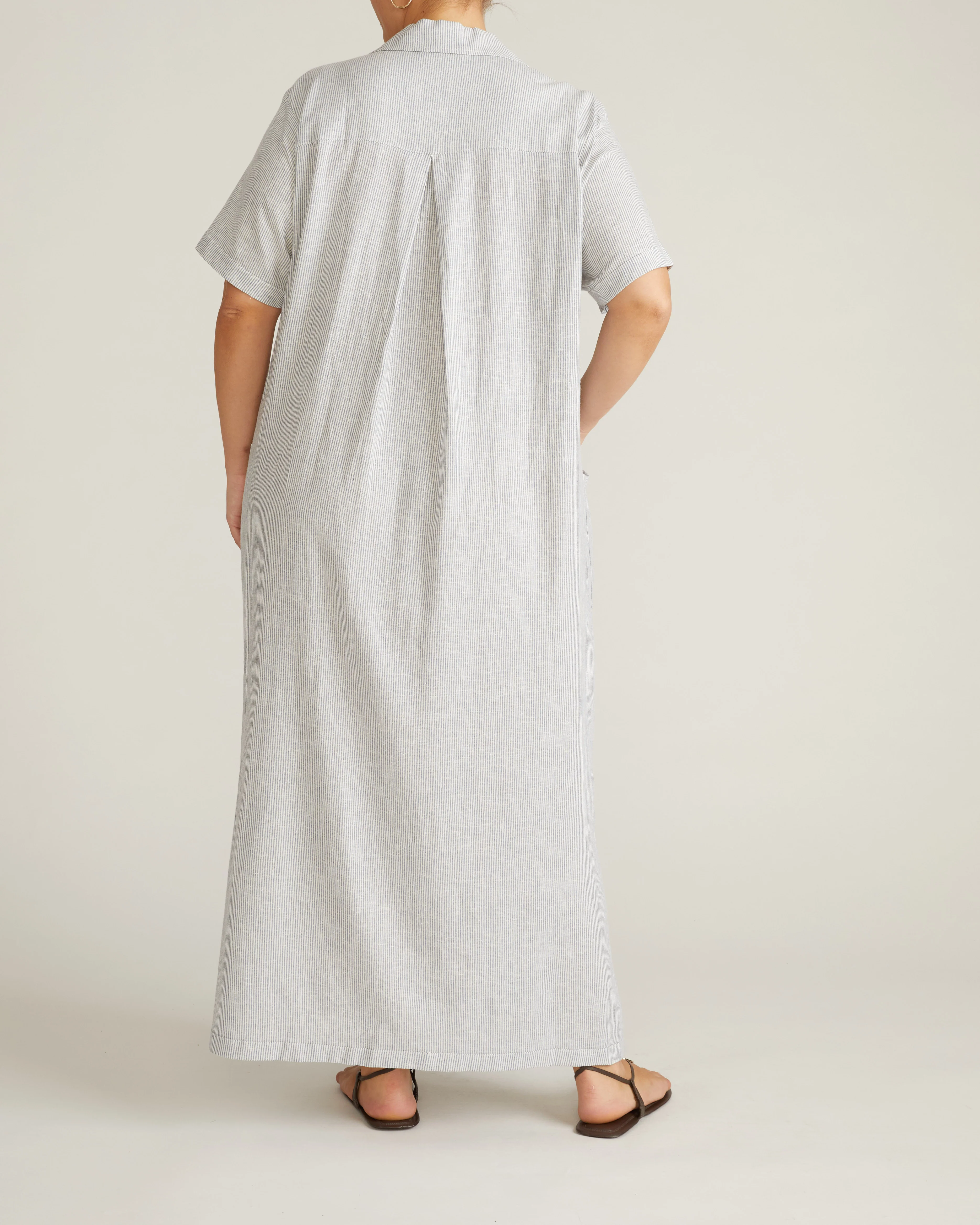 Padma Polo Neck Linen Dress - Beach Stripe - Image 8