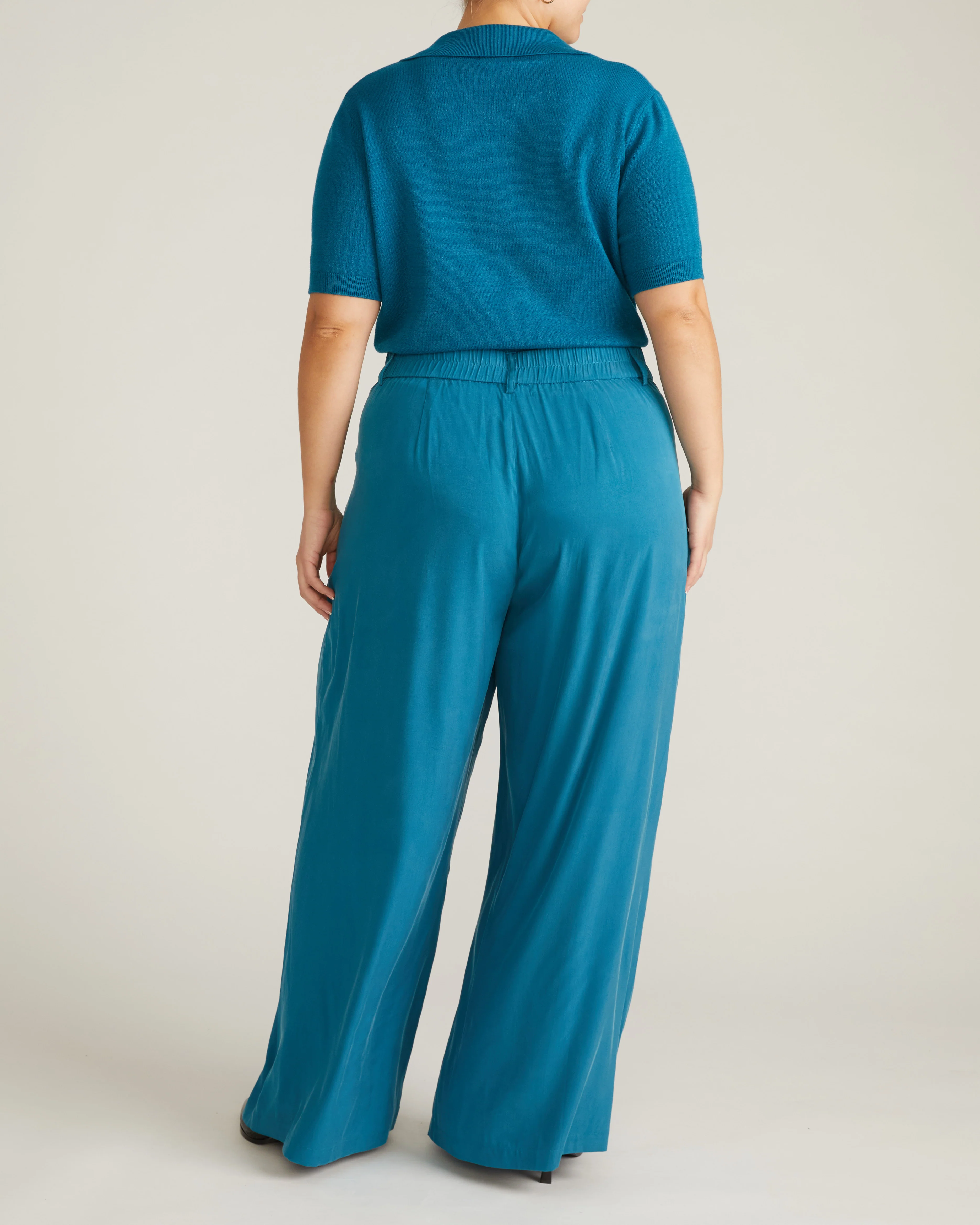 Palais Cooling Cupro Wide Leg Pant - Blue Beetle - Image 4