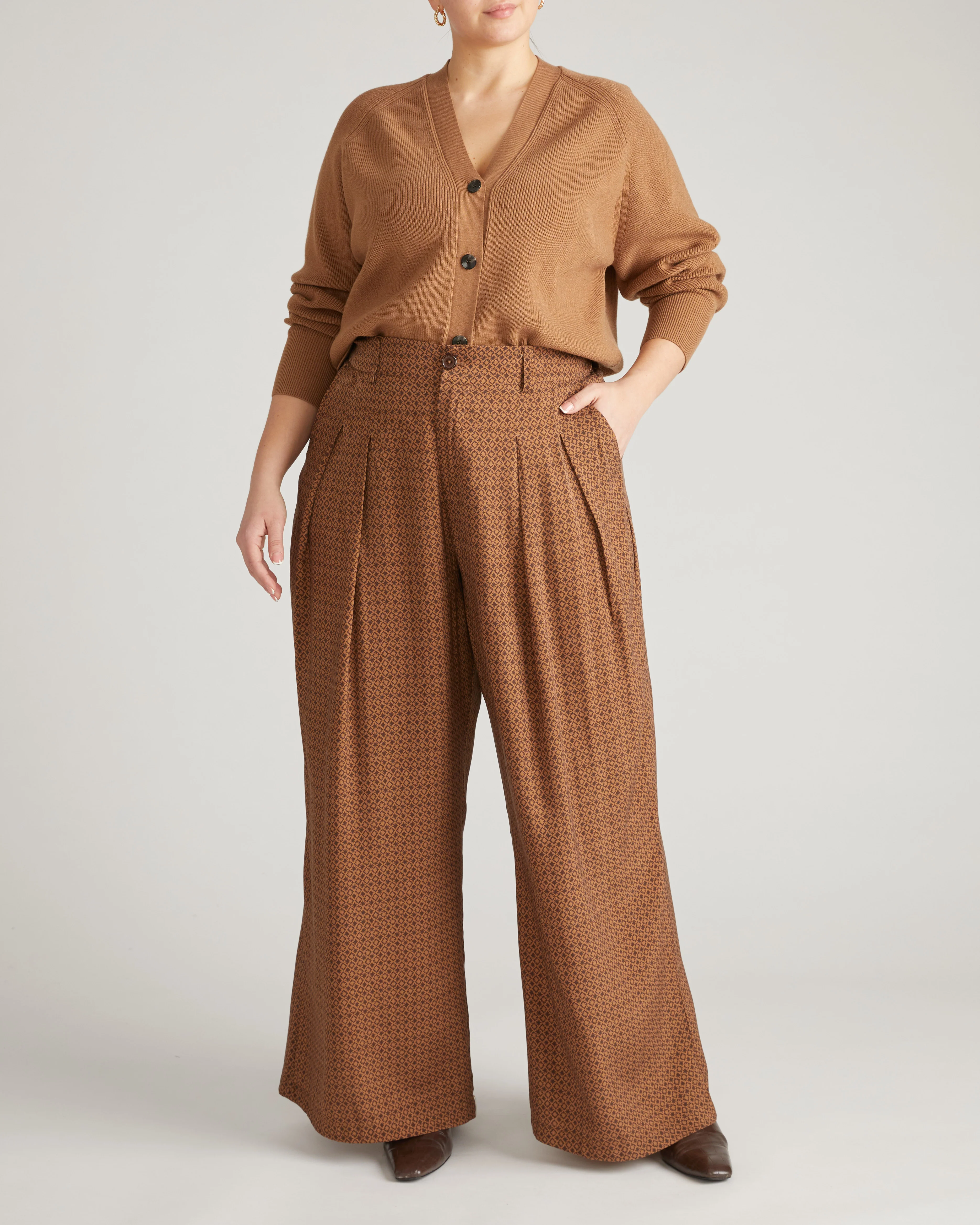 Palais Cooling Cupro Wide Leg Pant - Brown Hacienda Print - Image 2