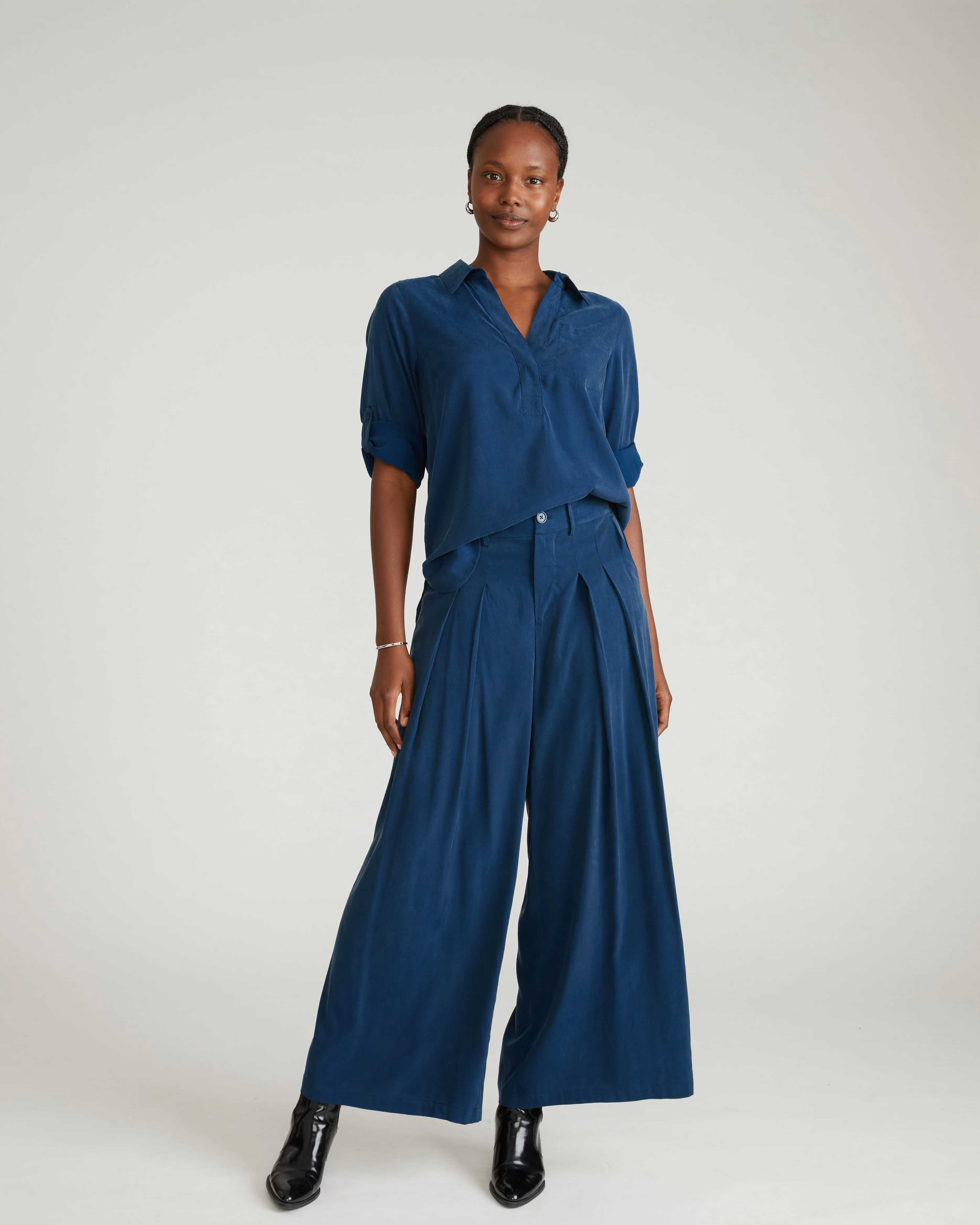 Palais Cooling Cupro Wide Leg Pant - Pageant Blue - Image 3