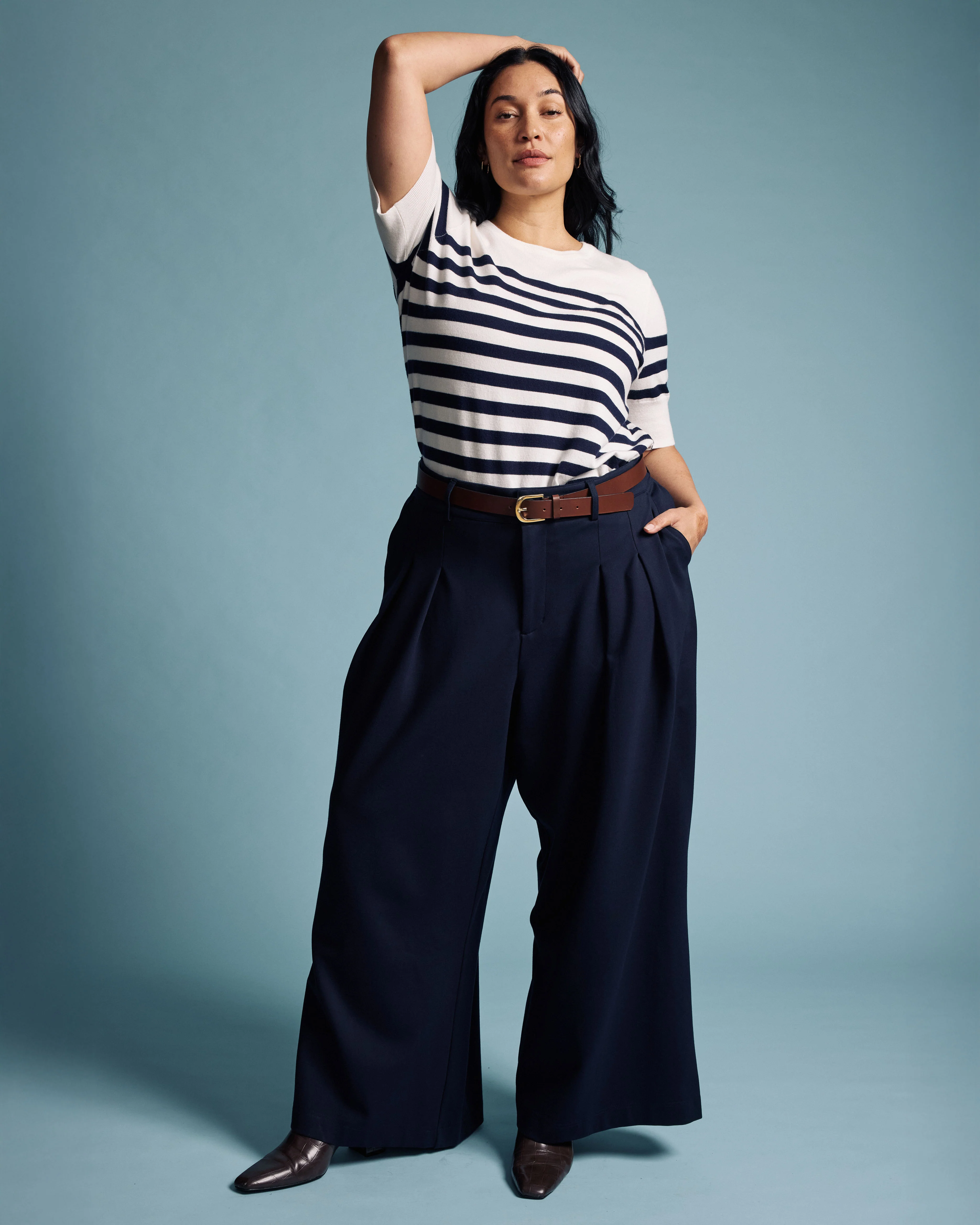 Palais Wide Leg Ponte Pants - Navy - Image 2
