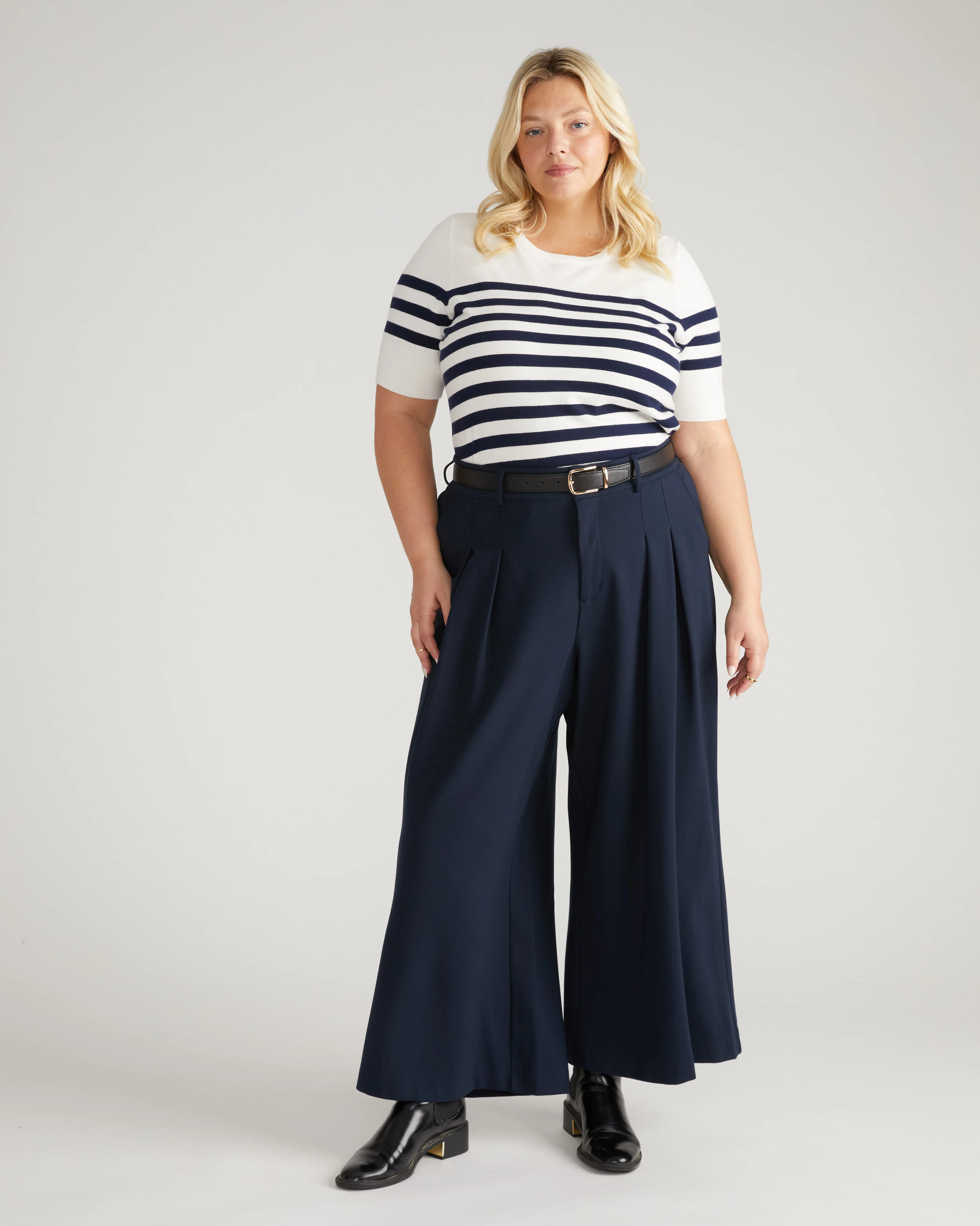Palais Wide Leg Ponte Pants - Navy - Image 4