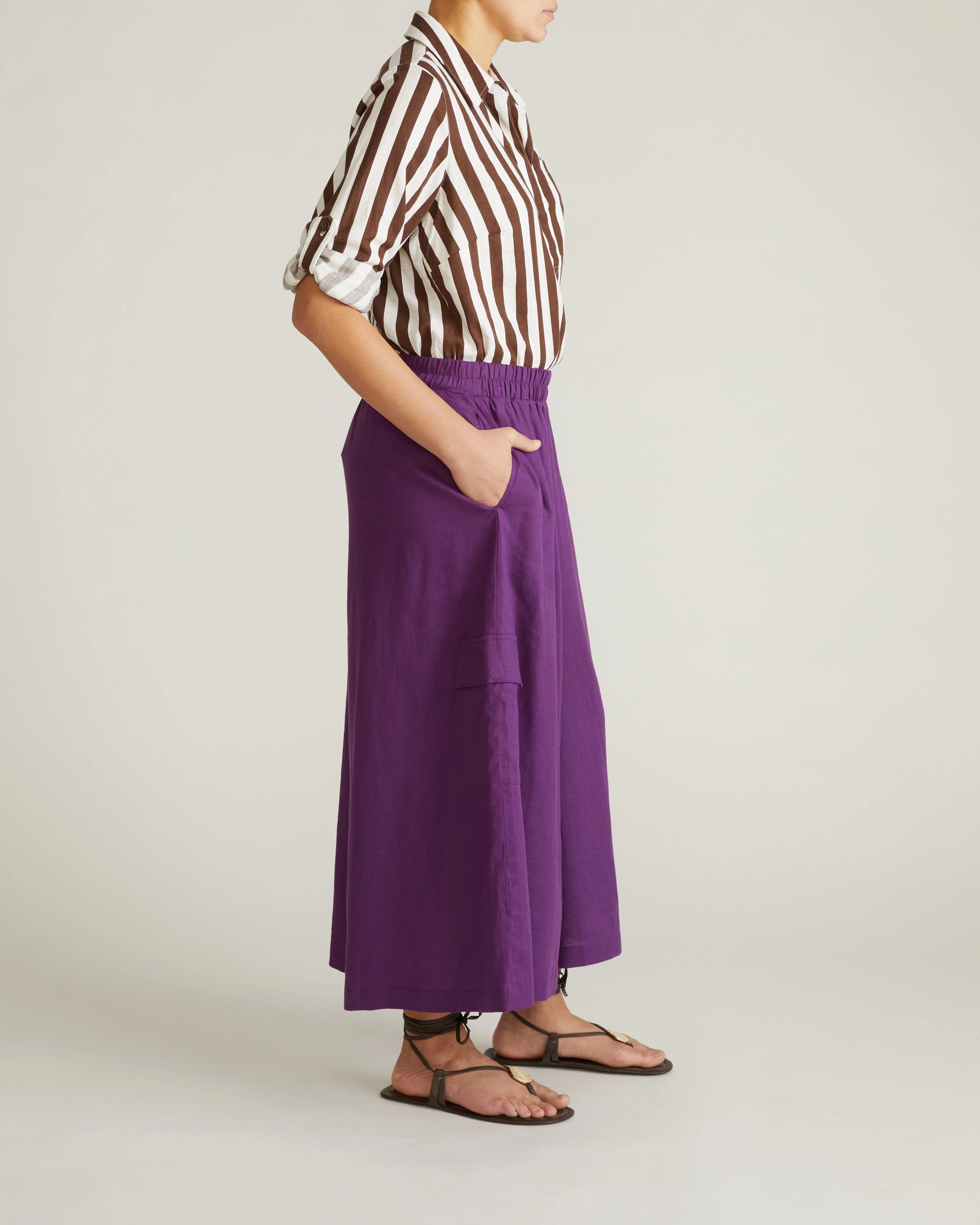 Palazzo Cargo Linen Pant - Dreamy Purple - Image 5