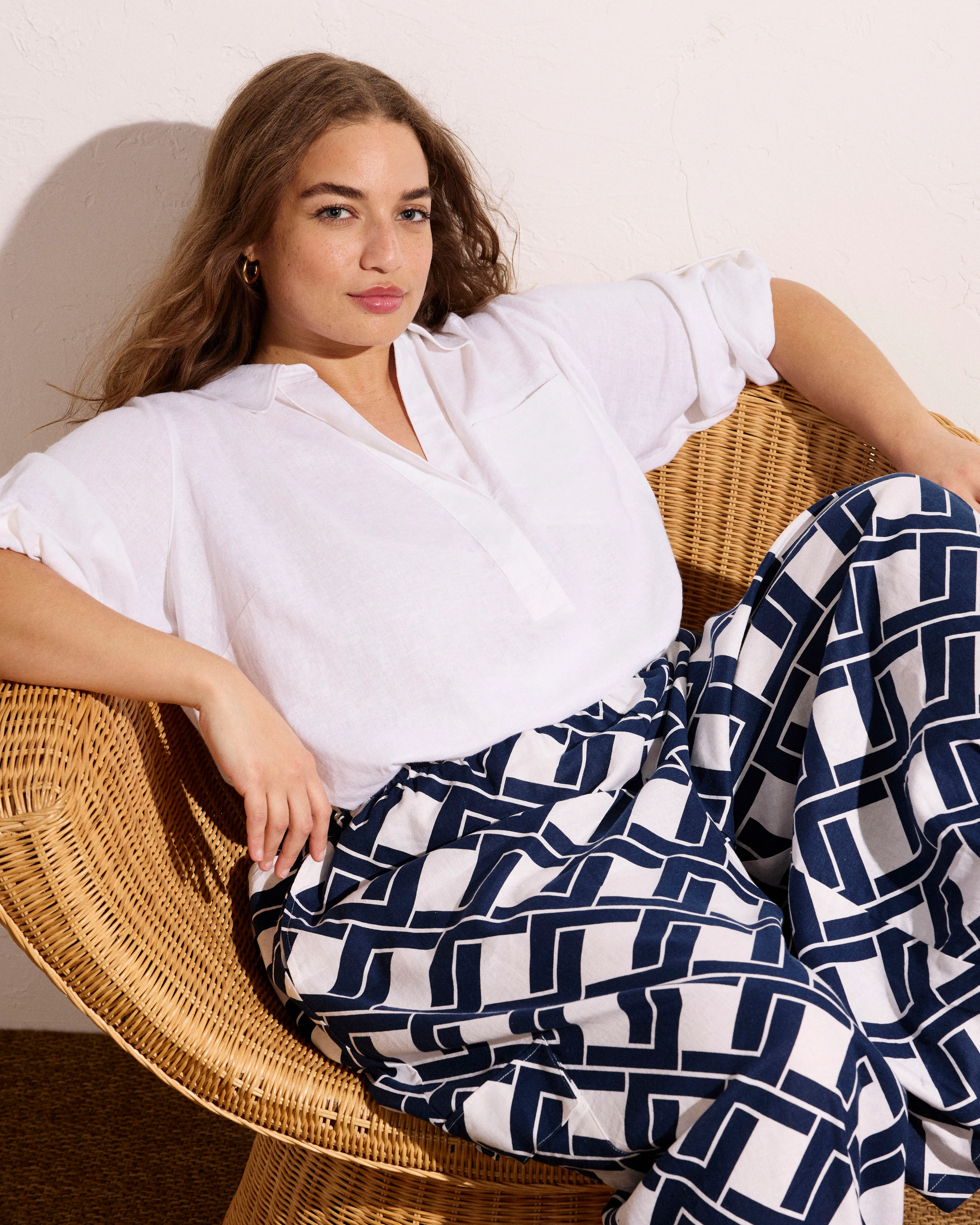 Palazzo Cargo Linen Pant - Geometrica Print - Image 6