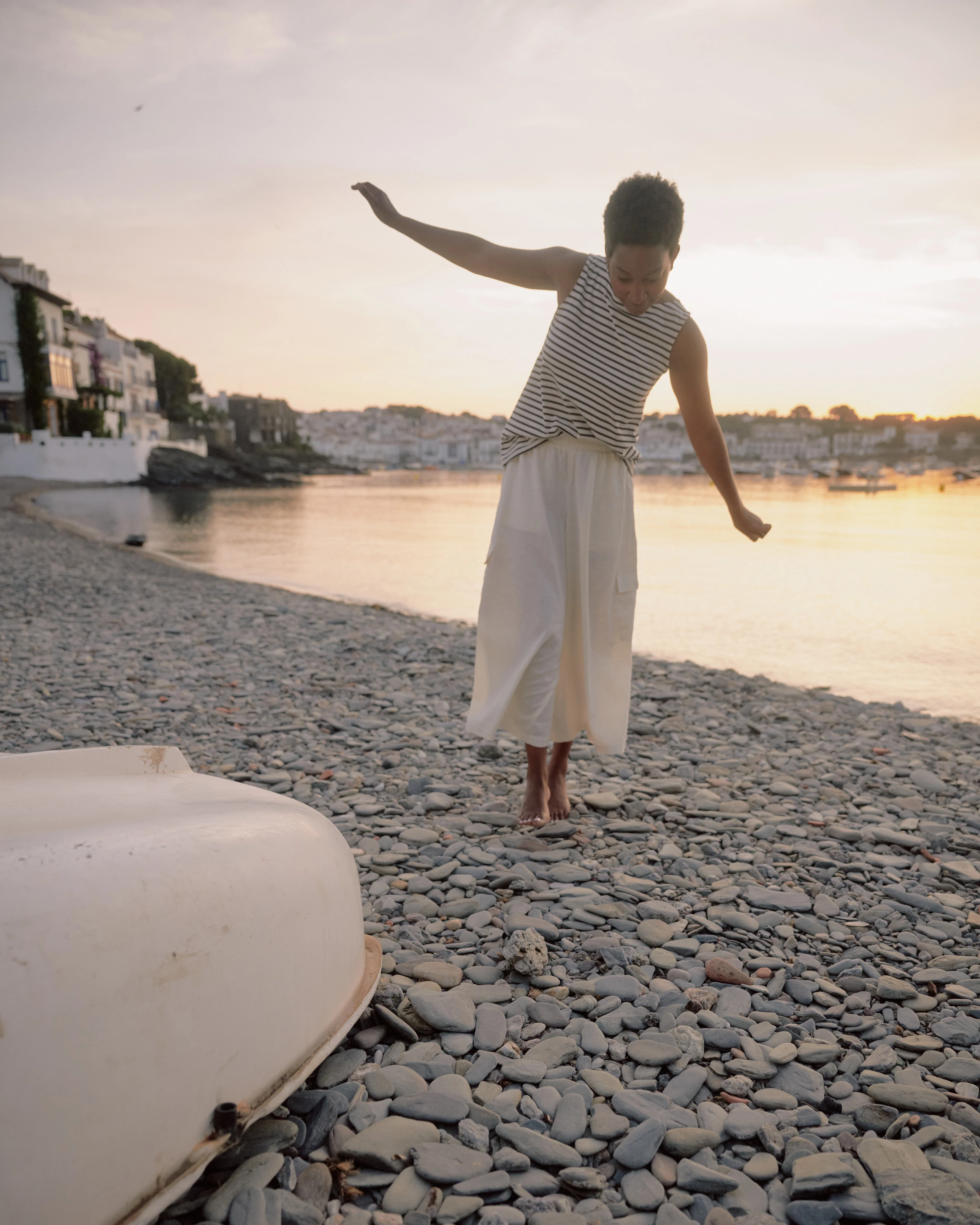 Palazzo Cargo Linen Pant - Natural White - Image 3