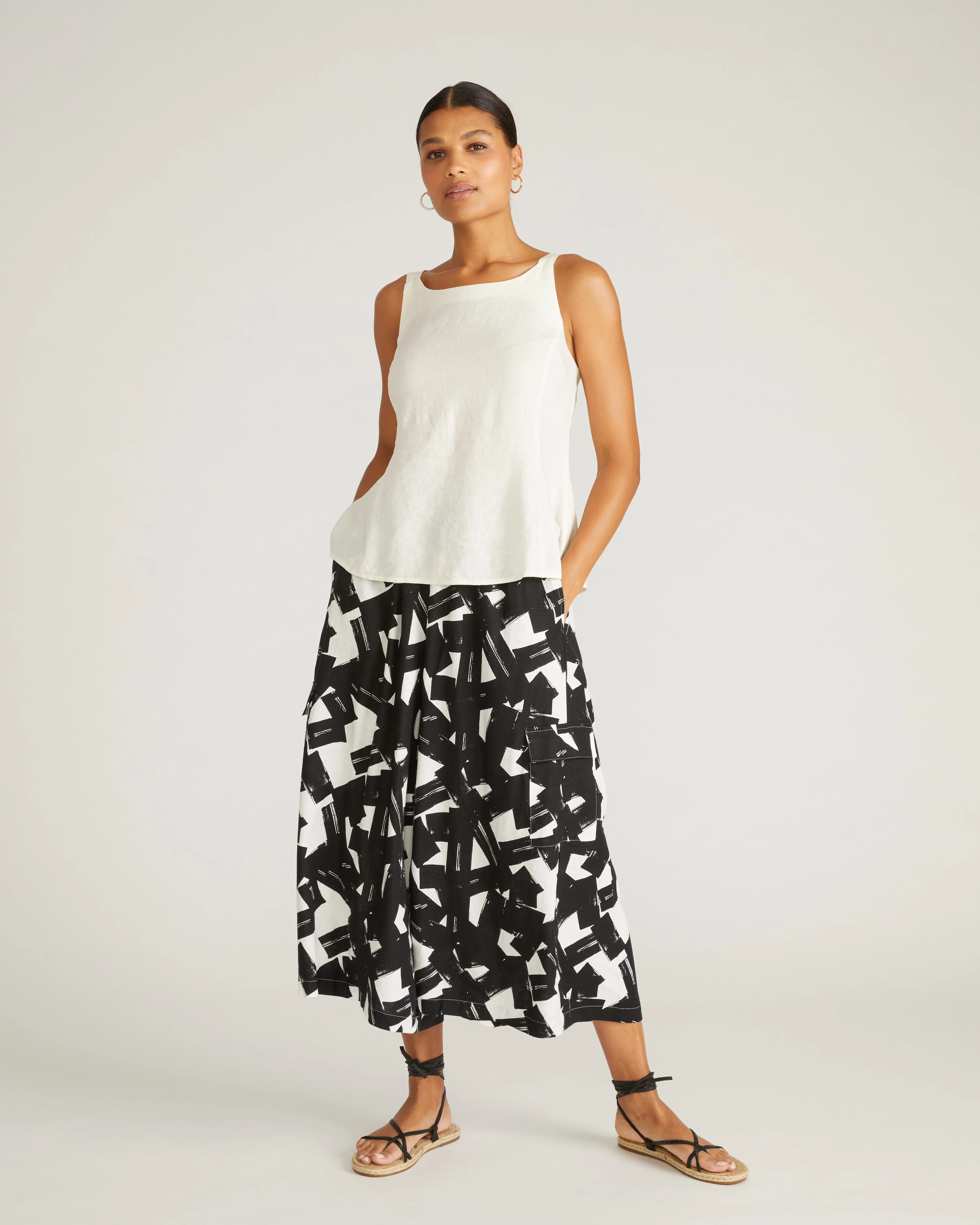 Palazzo Cargo Linen Pant - Santiago Print - Image 3