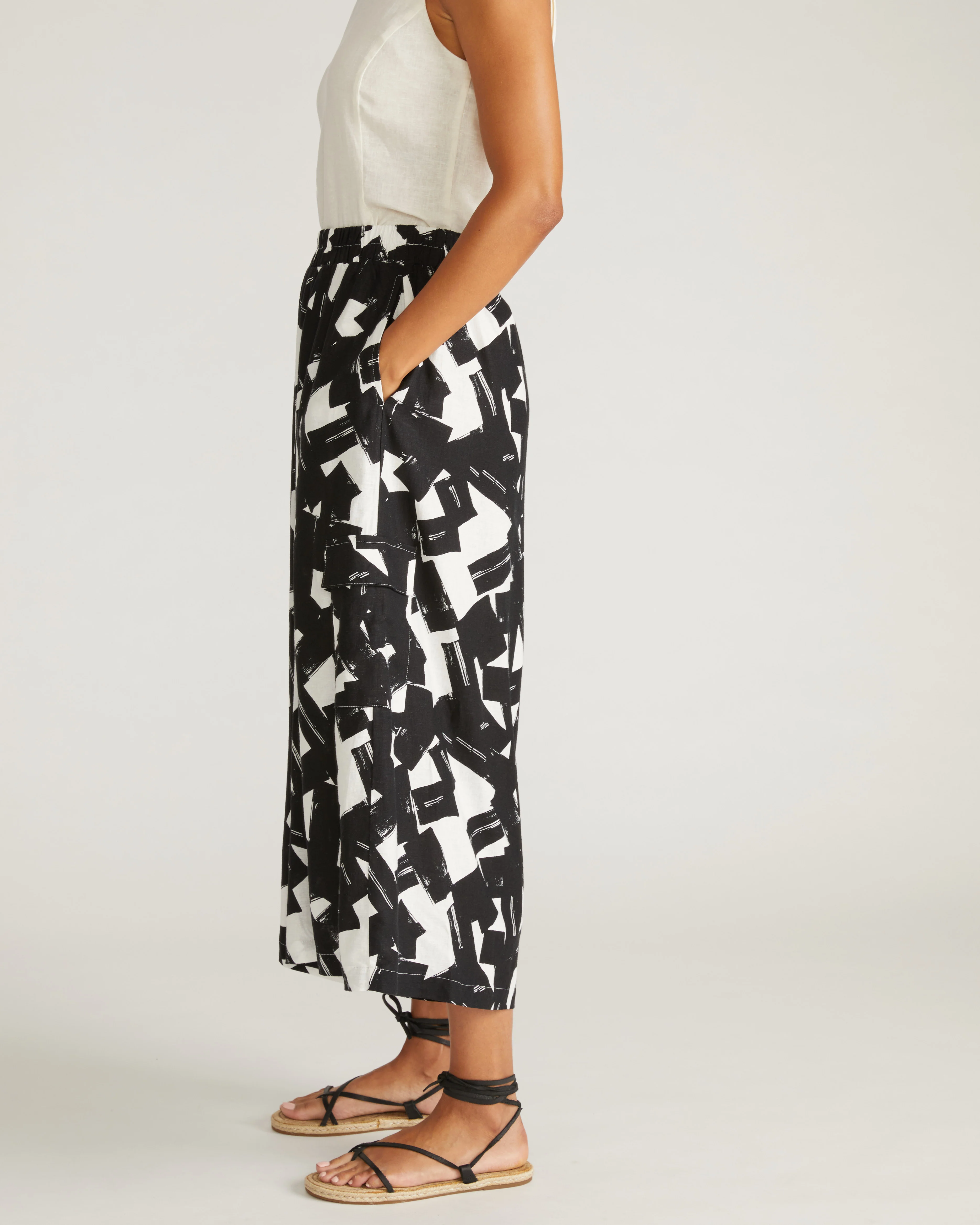 Palazzo Cargo Linen Pant - Santiago Print - Image 4