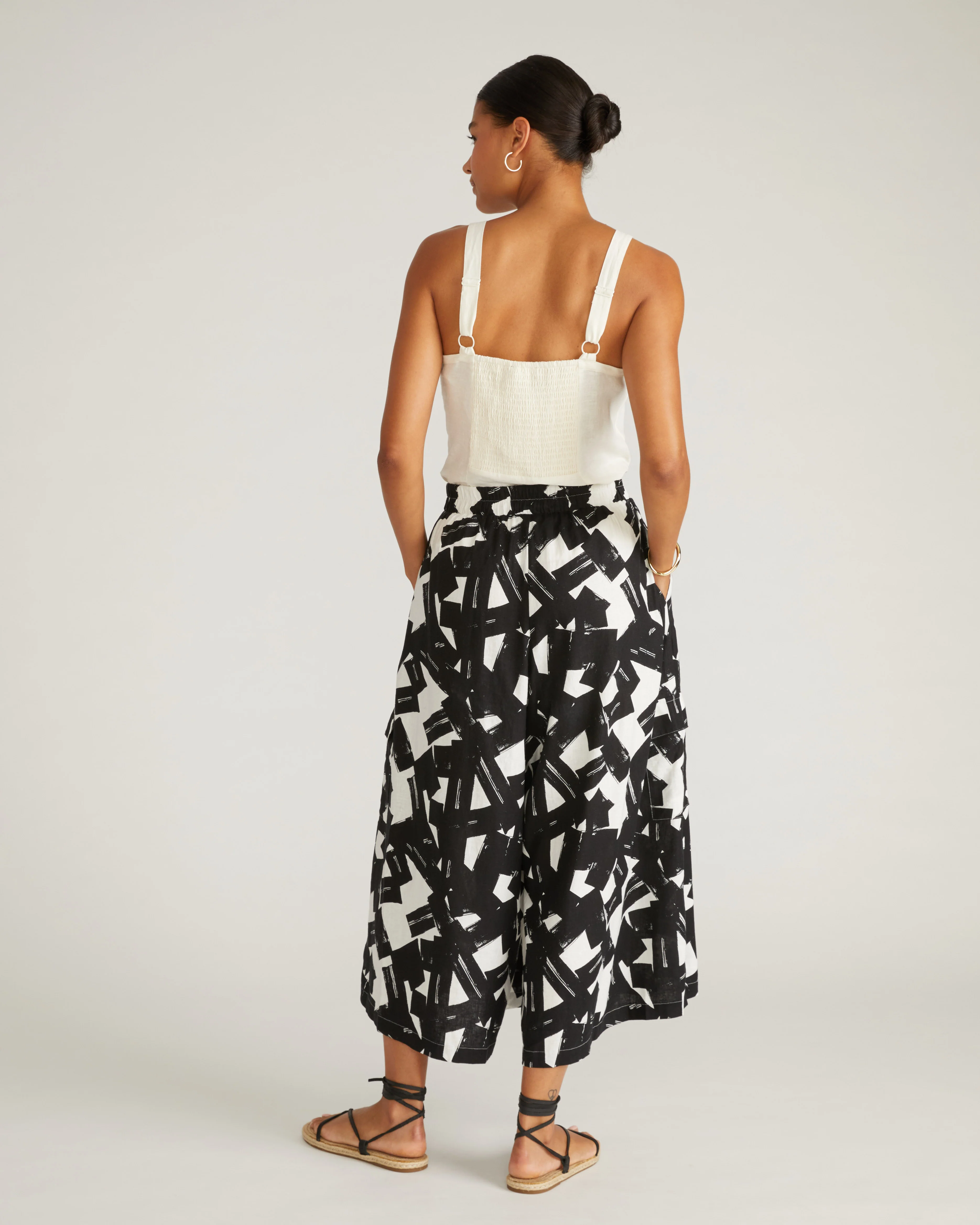 Palazzo Cargo Linen Pant - Santiago Print - Image 6