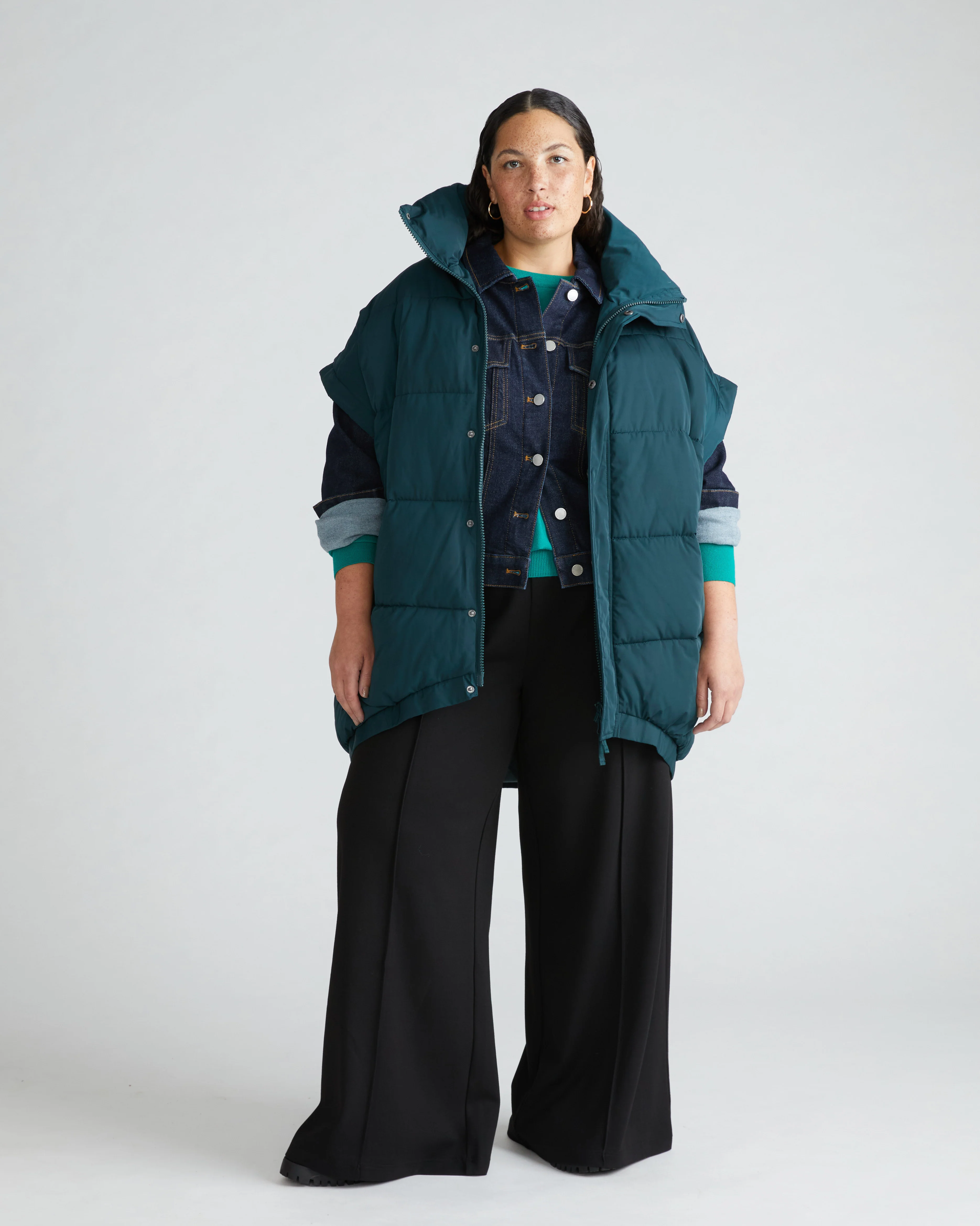 Pam Pintuck Wide Leg Ponte Pants - Black - Image 5