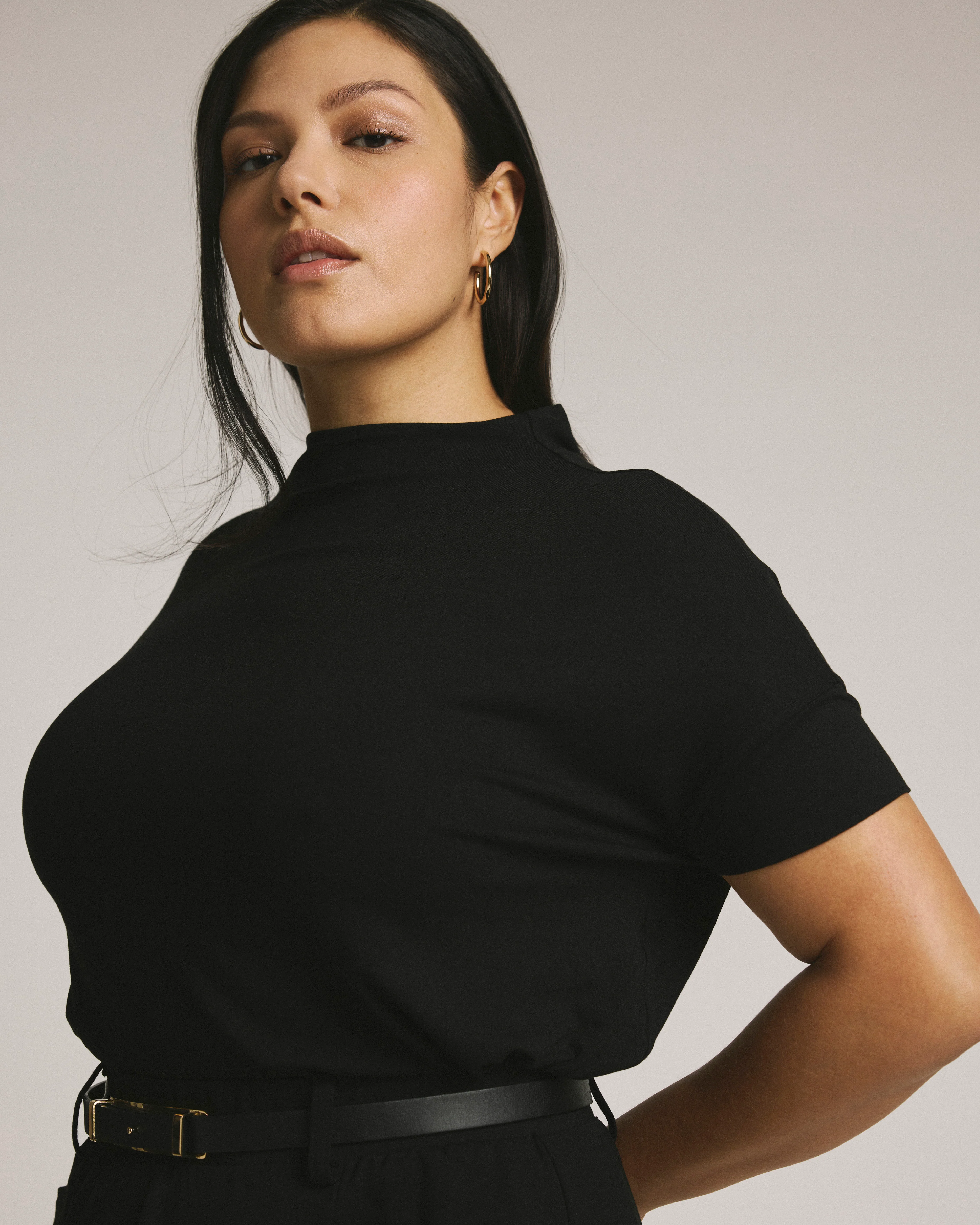 Petra Liquid Jersey Top - Black - Image 2